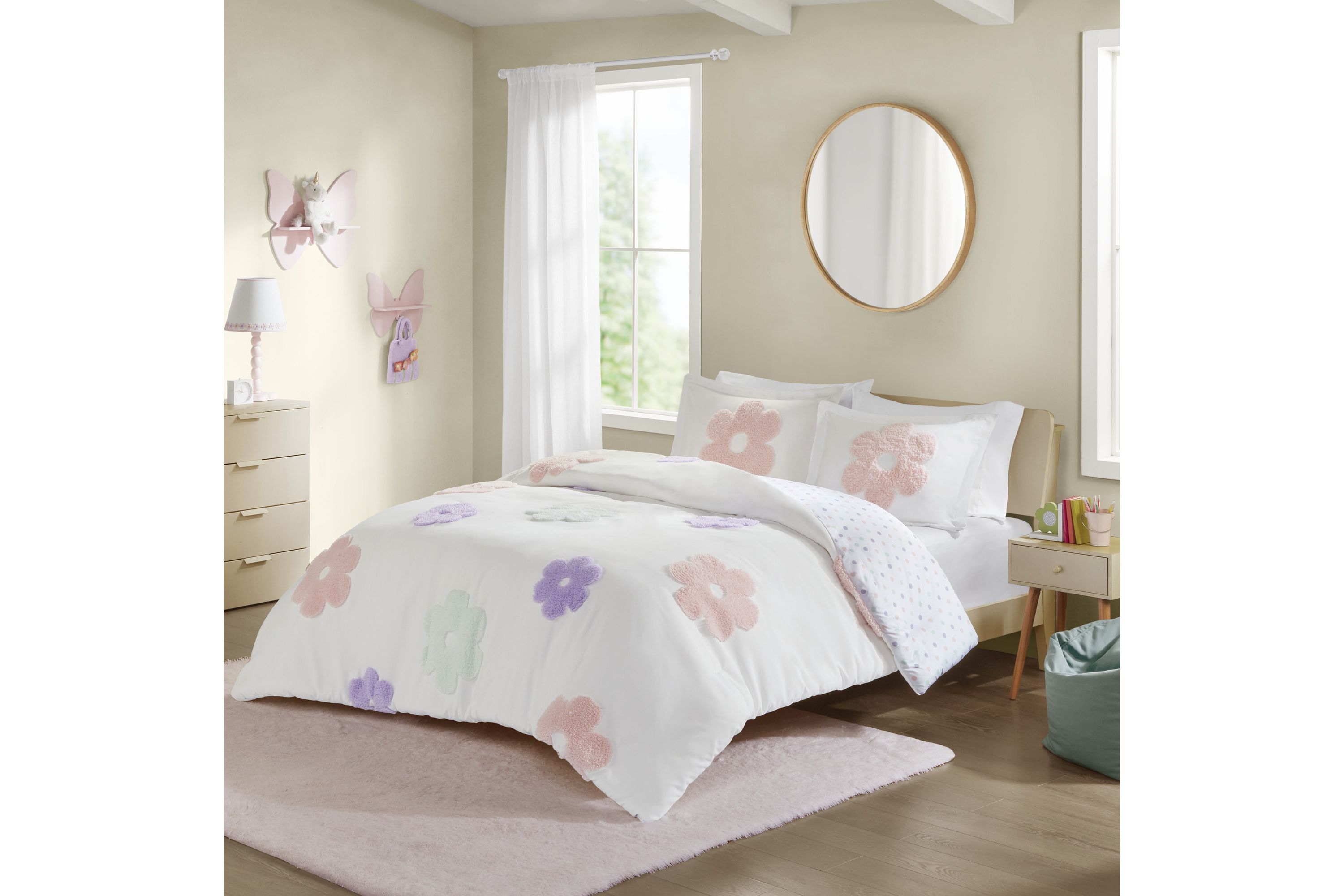 Gracie Floral Reversible Tufted Chenille Duvet Cover Set