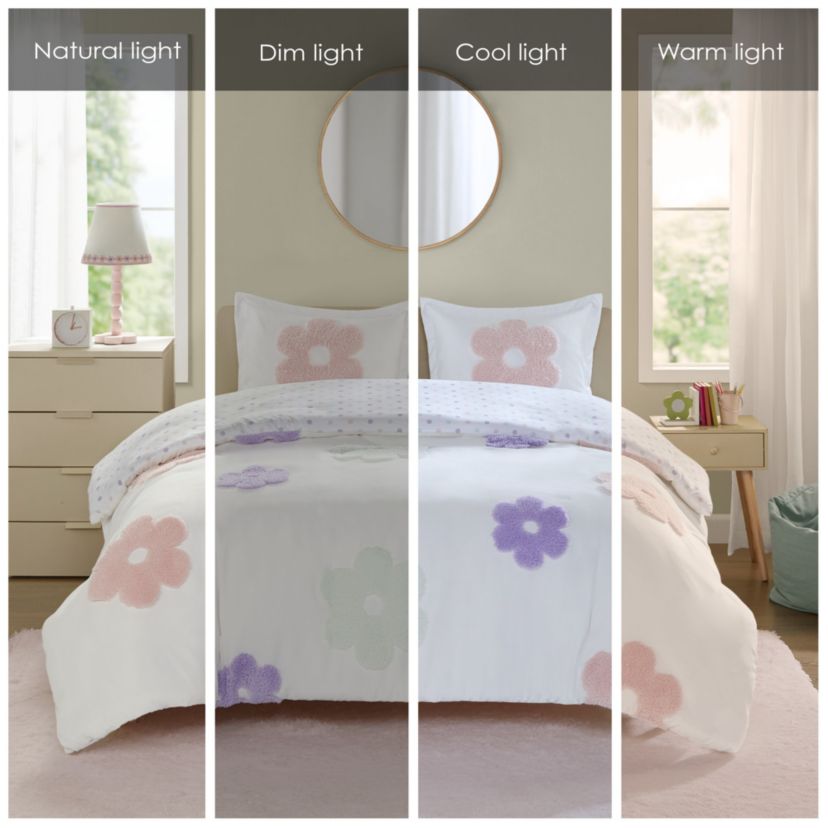 Gracie Floral Reversible Tufted Chenille Duvet Cover Set