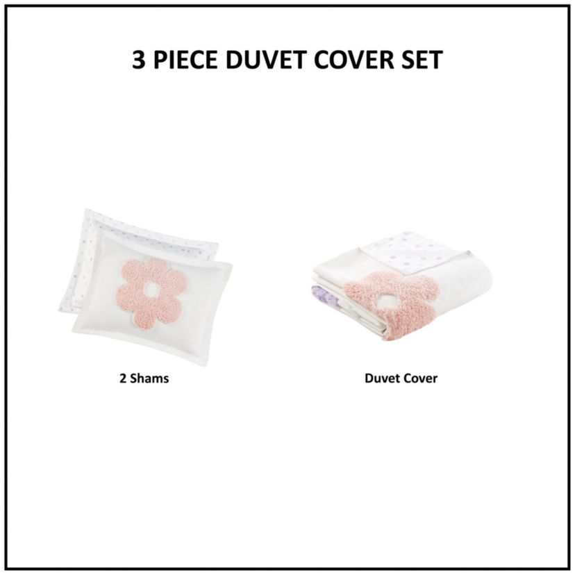 Gracie Floral Reversible Tufted Chenille Duvet Cover Set