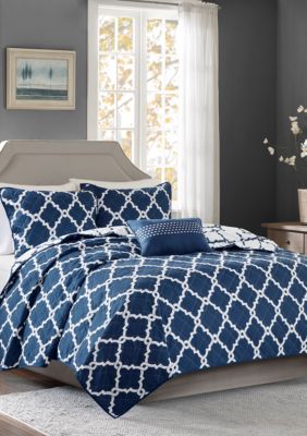 Madison Park Essentials Merritt 4 Piece Reversible Coverlet Set - Navy