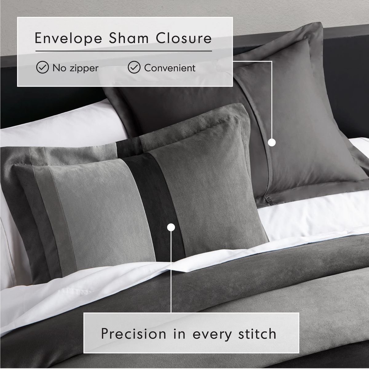 Boulder Stripe Pieced Faux Suede Comforter Set