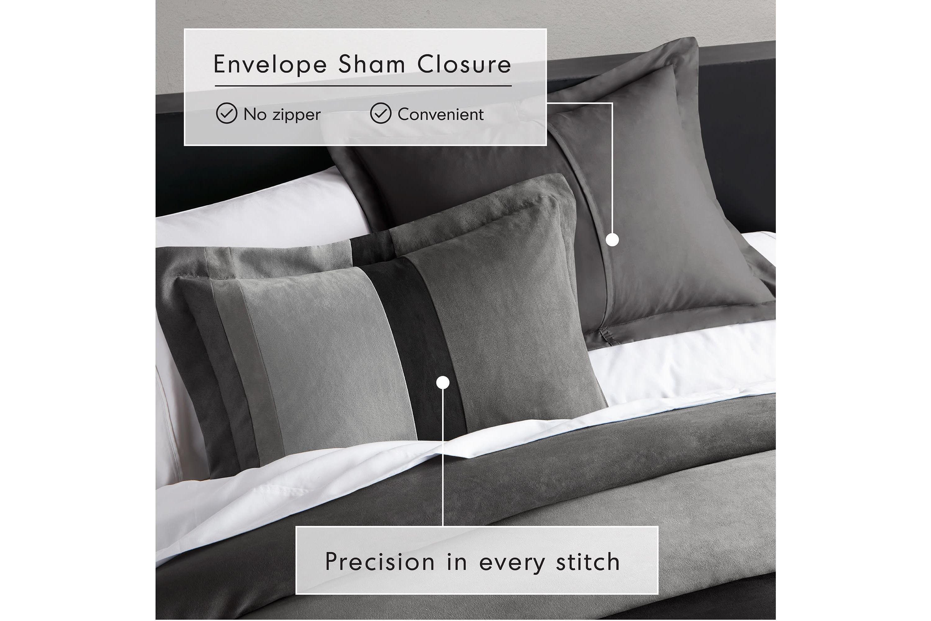 Boulder Stripe Pieced Faux Suede Comforter Set