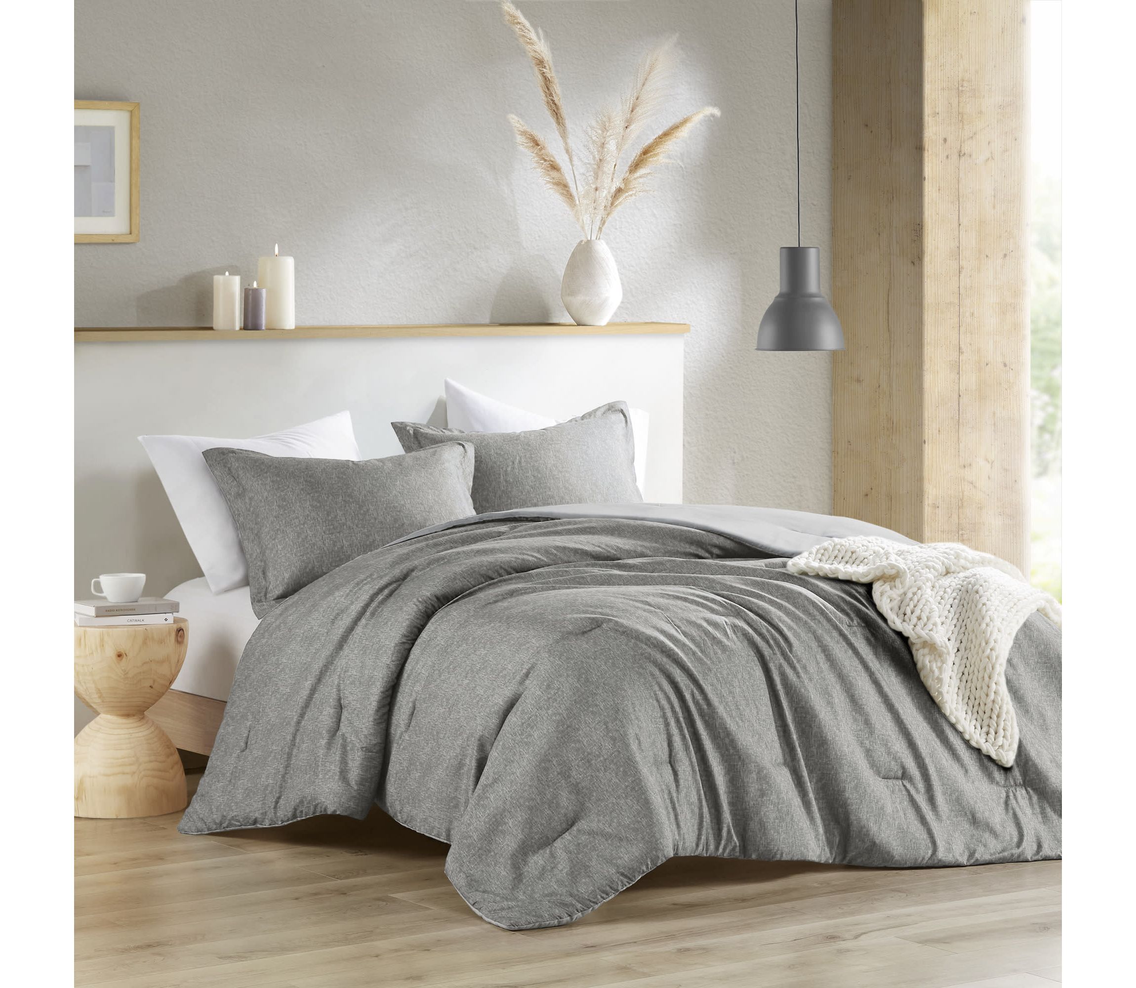 Camden Chambray Print Solid Comforter Set