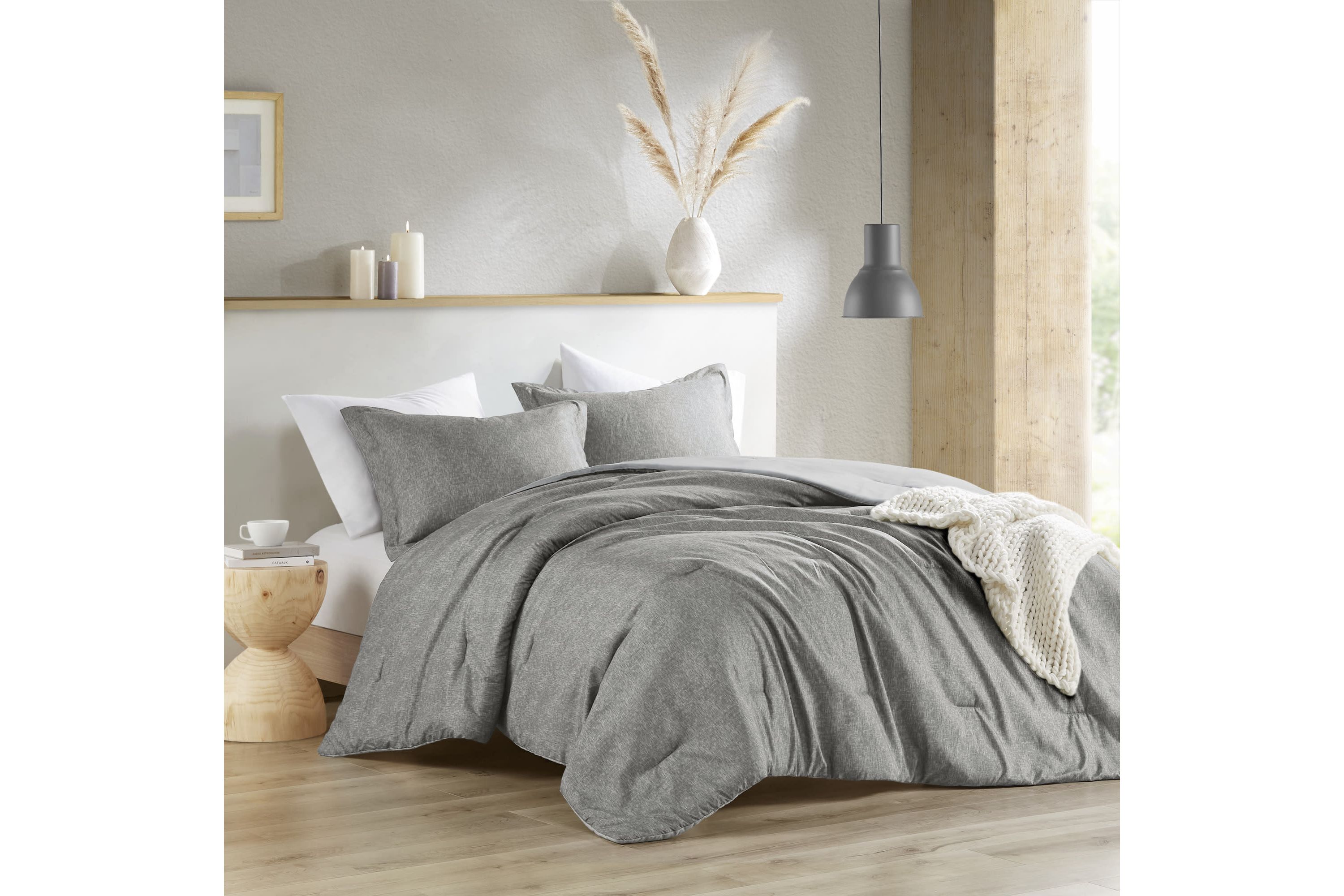 Camden Chambray Print Solid Comforter Set