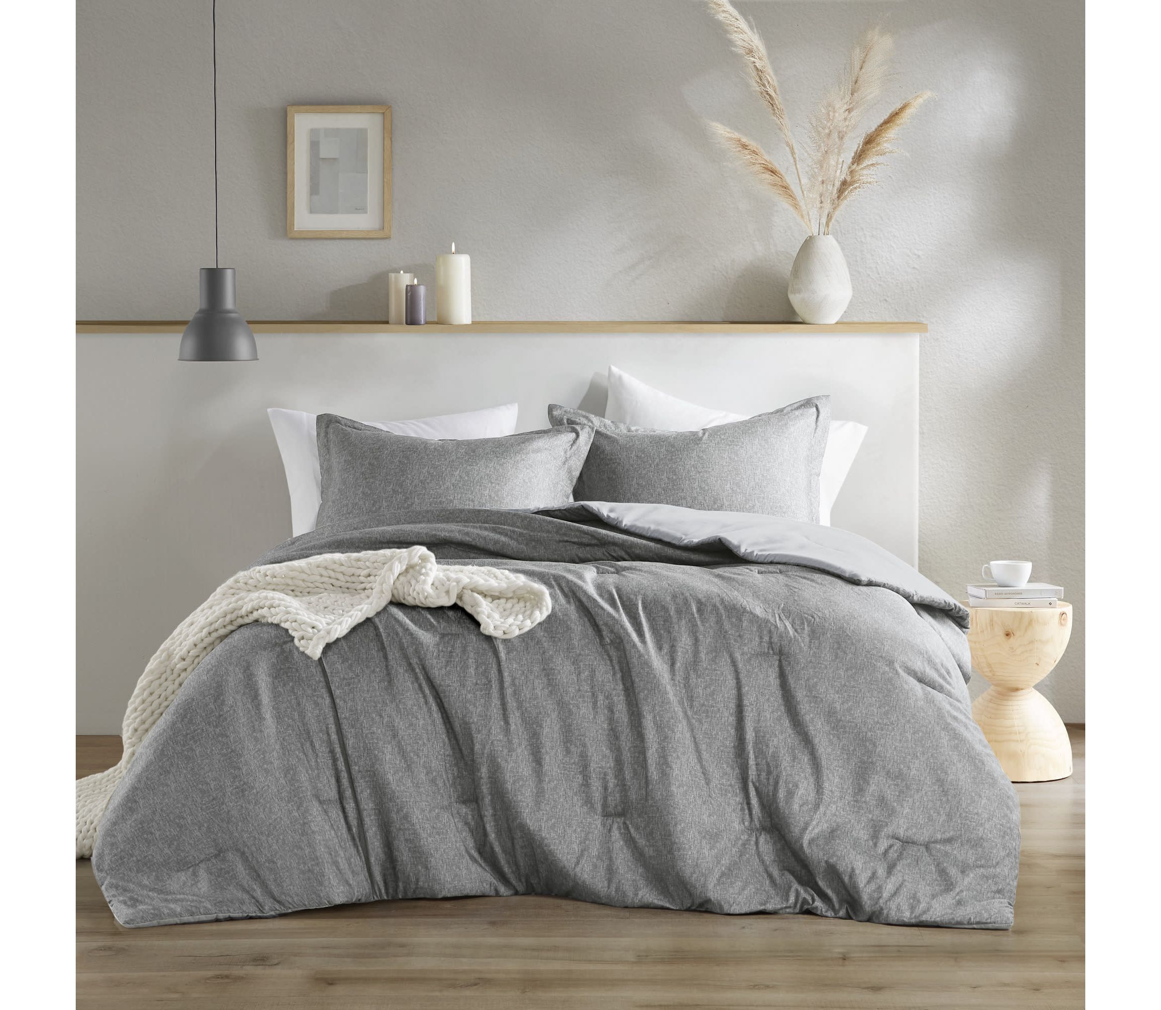 Camden Chambray Print Solid Comforter Set