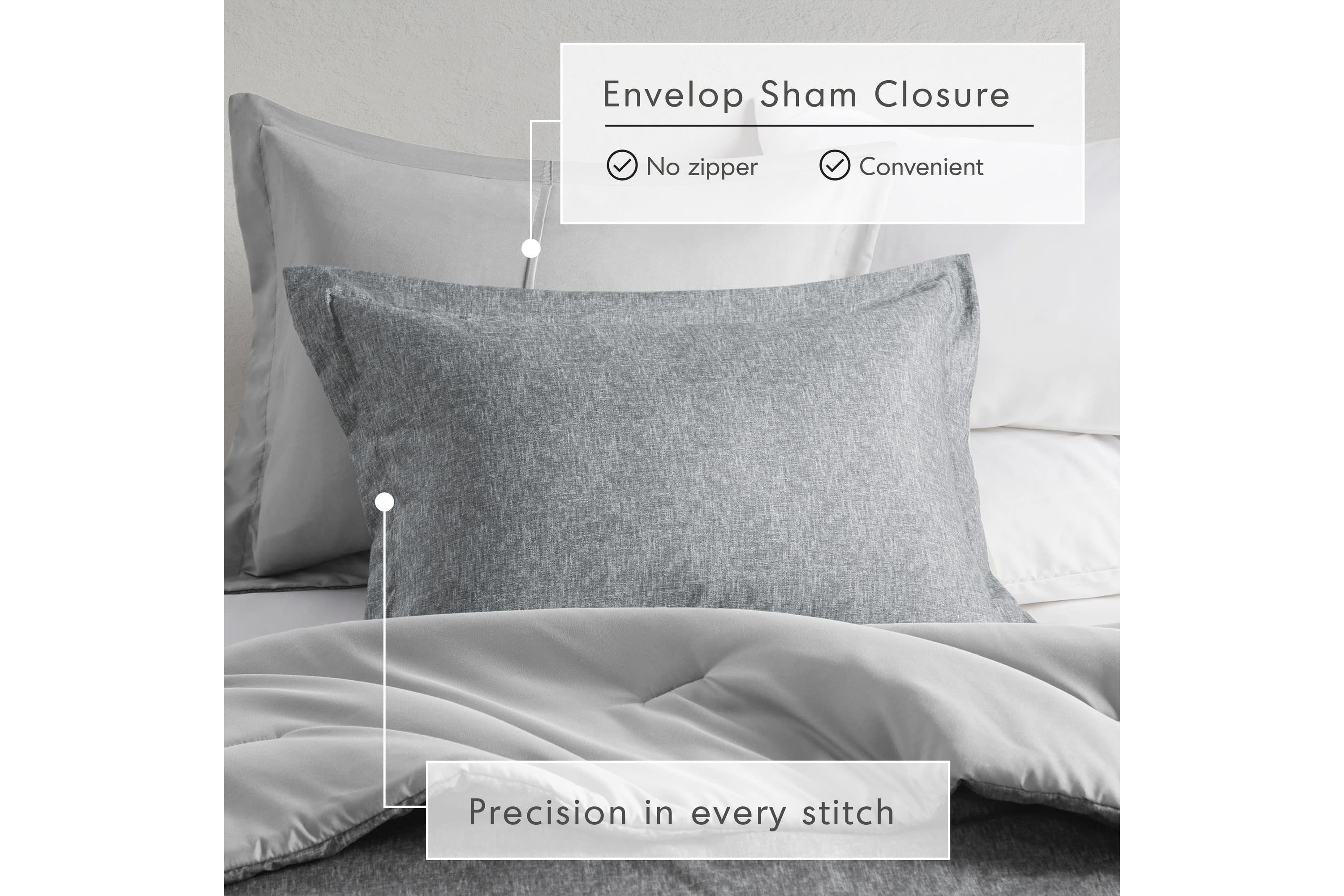 Camden Chambray Print Solid Comforter Set