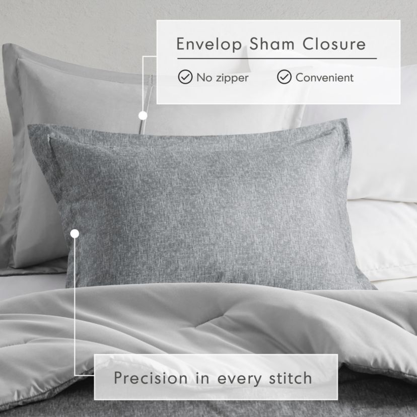 Camden Chambray Print Solid Comforter Set