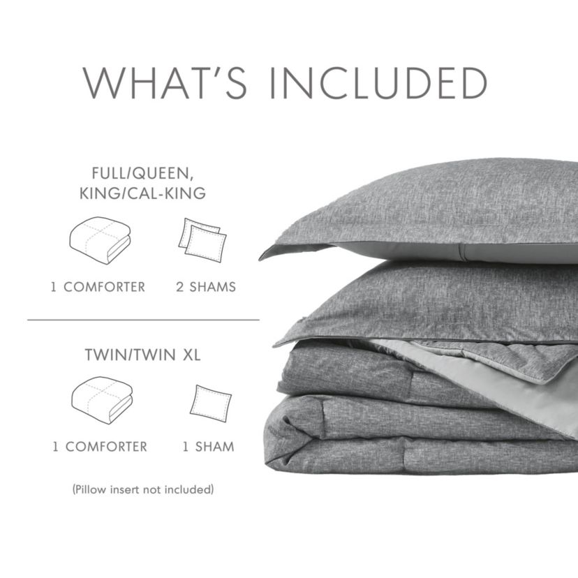 Camden Chambray Print Solid Comforter Set