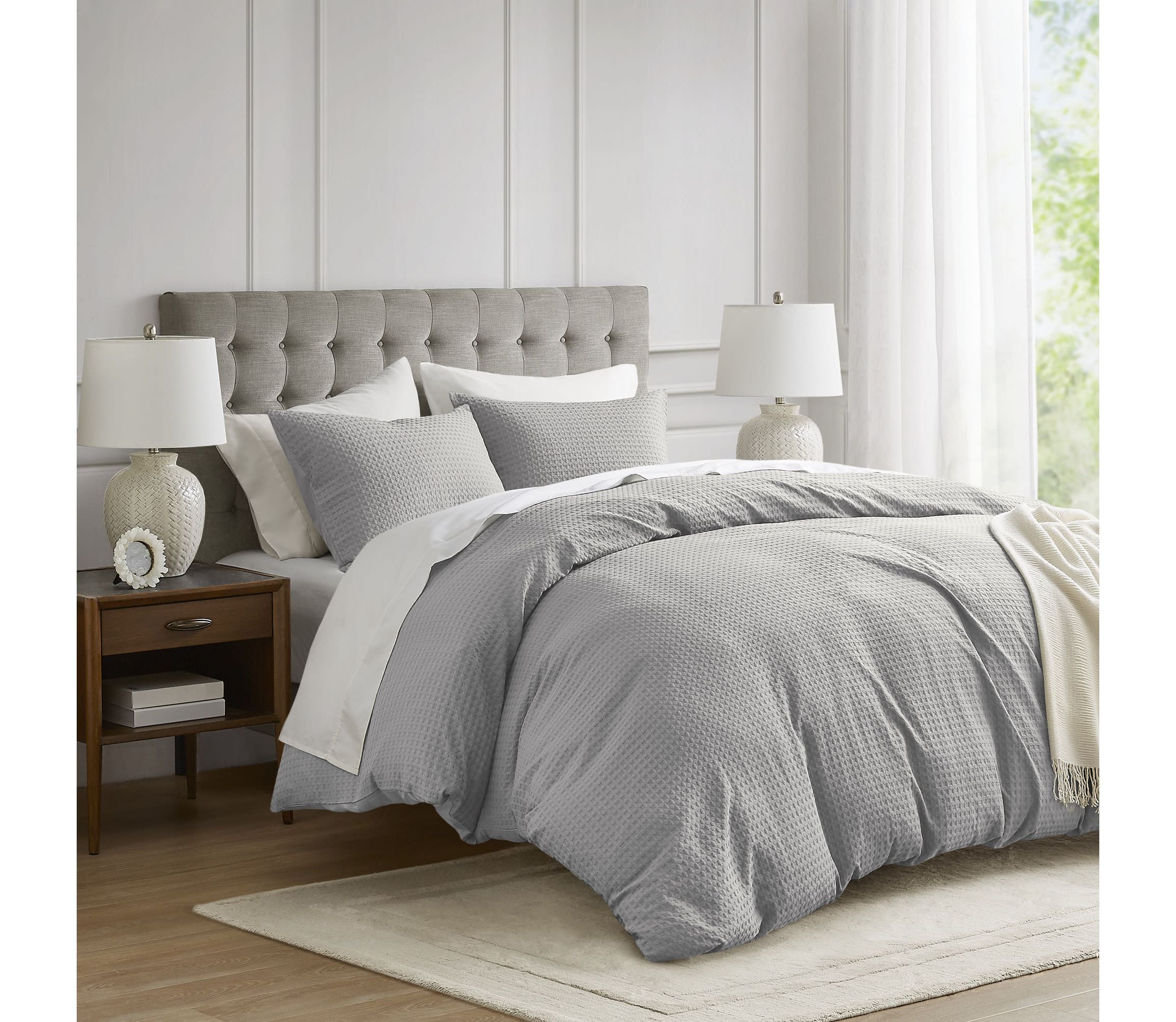 Mina Waffle Weave Textured Duvet Cover Set