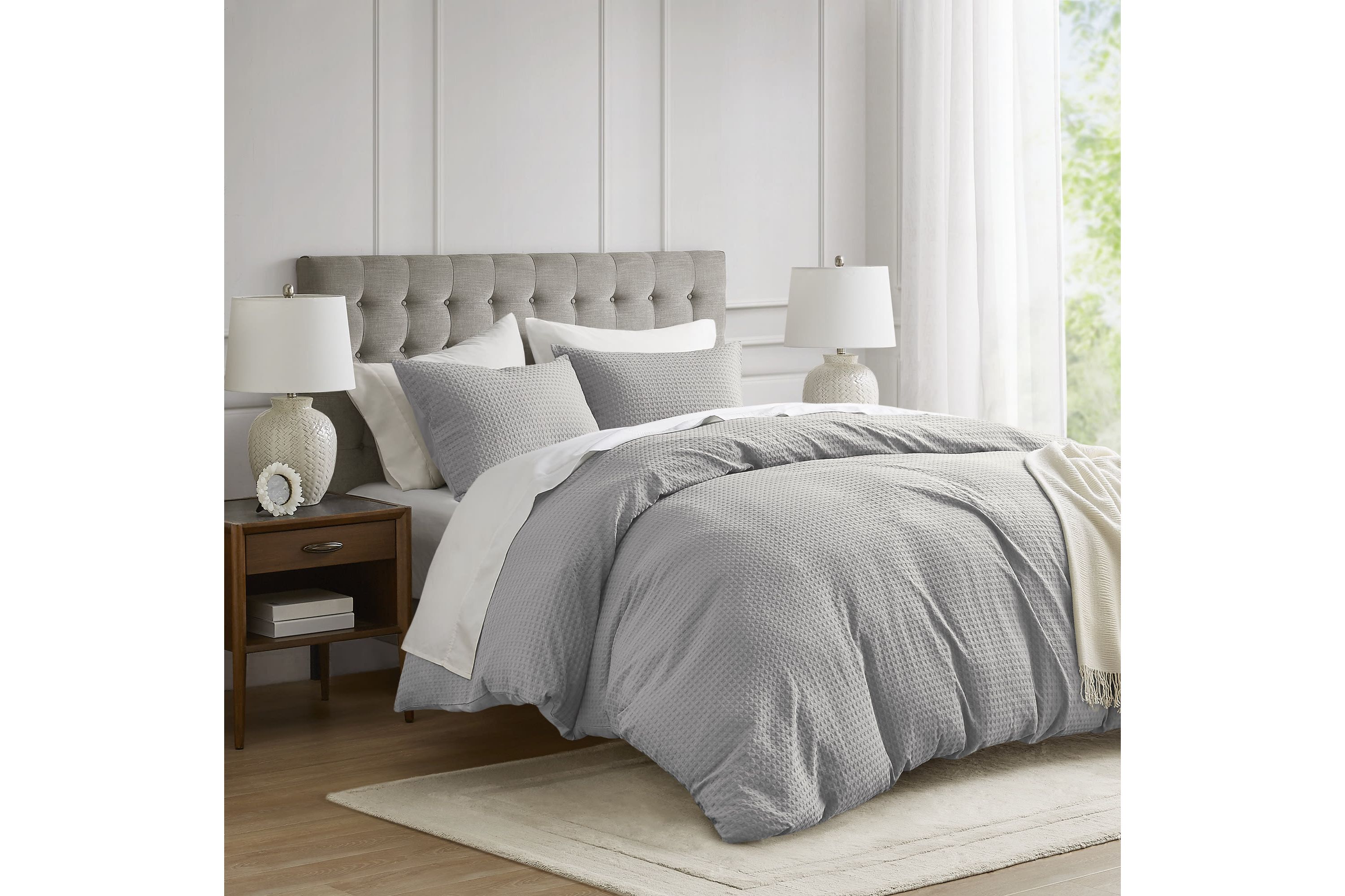 Mina Waffle Weave Textured Duvet Cover Set