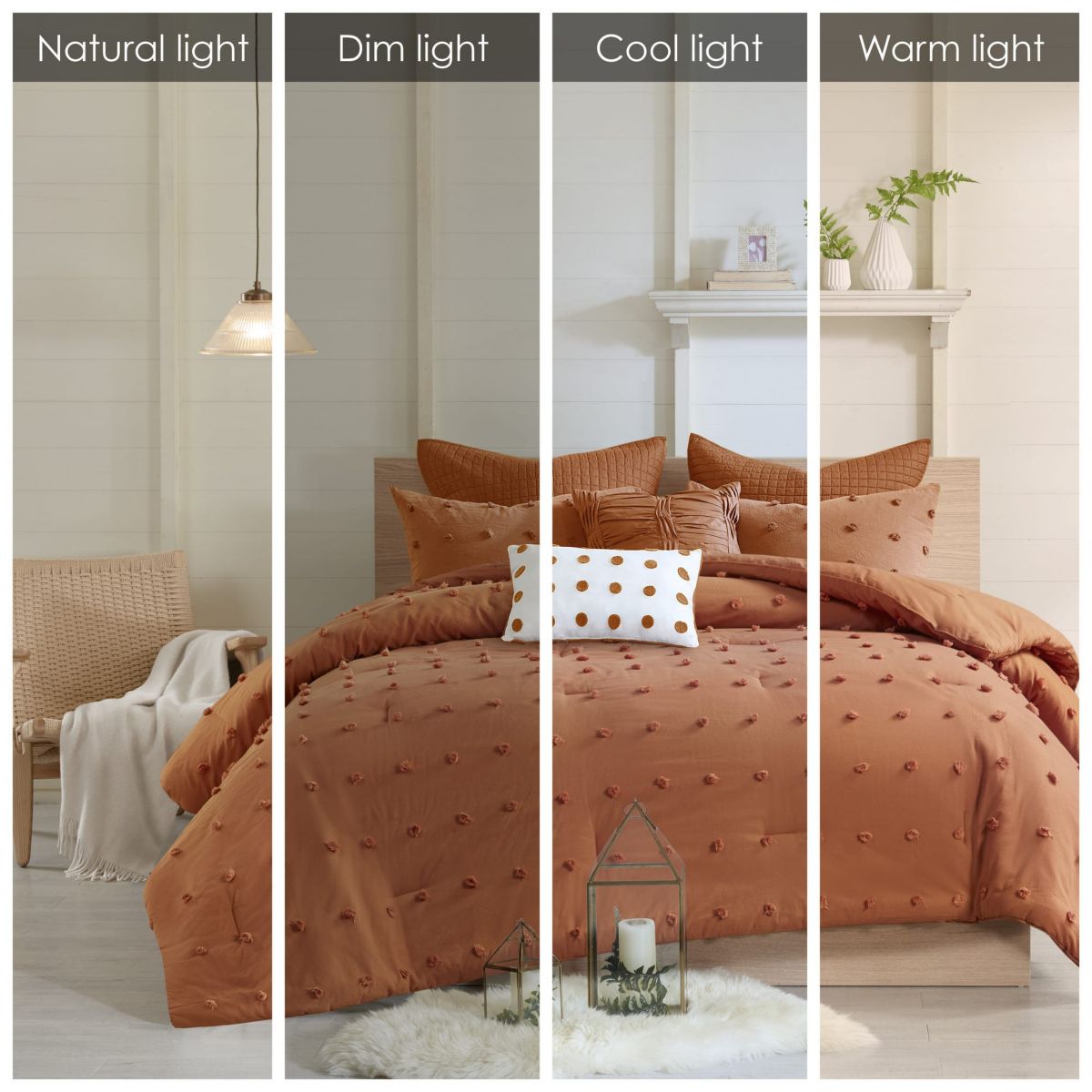 Brooklyn Cotton Jacquard Comforter Set with Euro Shams and Throw Pillows