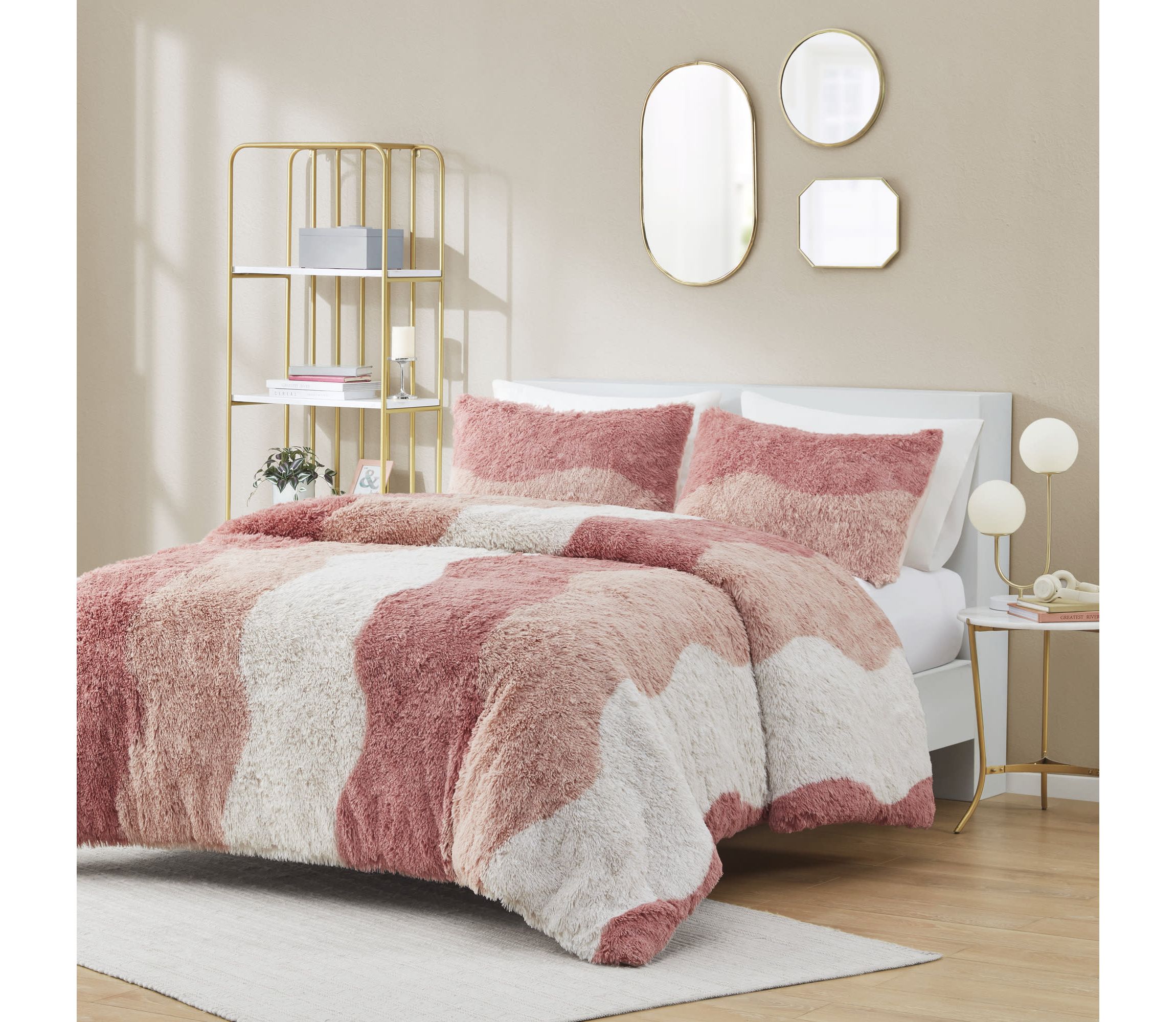 Cassie Ombre Shaggy Faux Fur Comforter Set