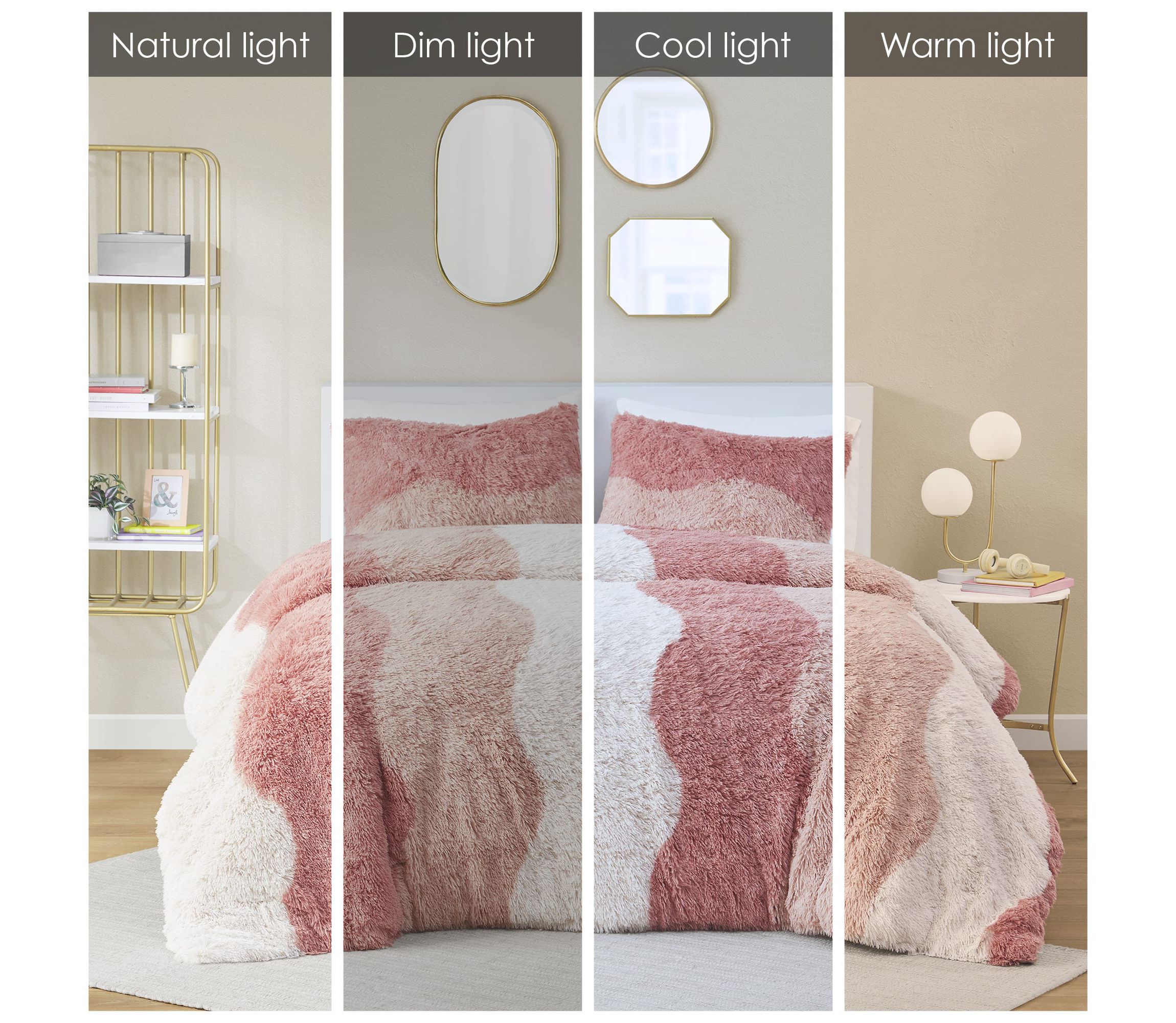 Cassie Ombre Shaggy Faux Fur Comforter Set