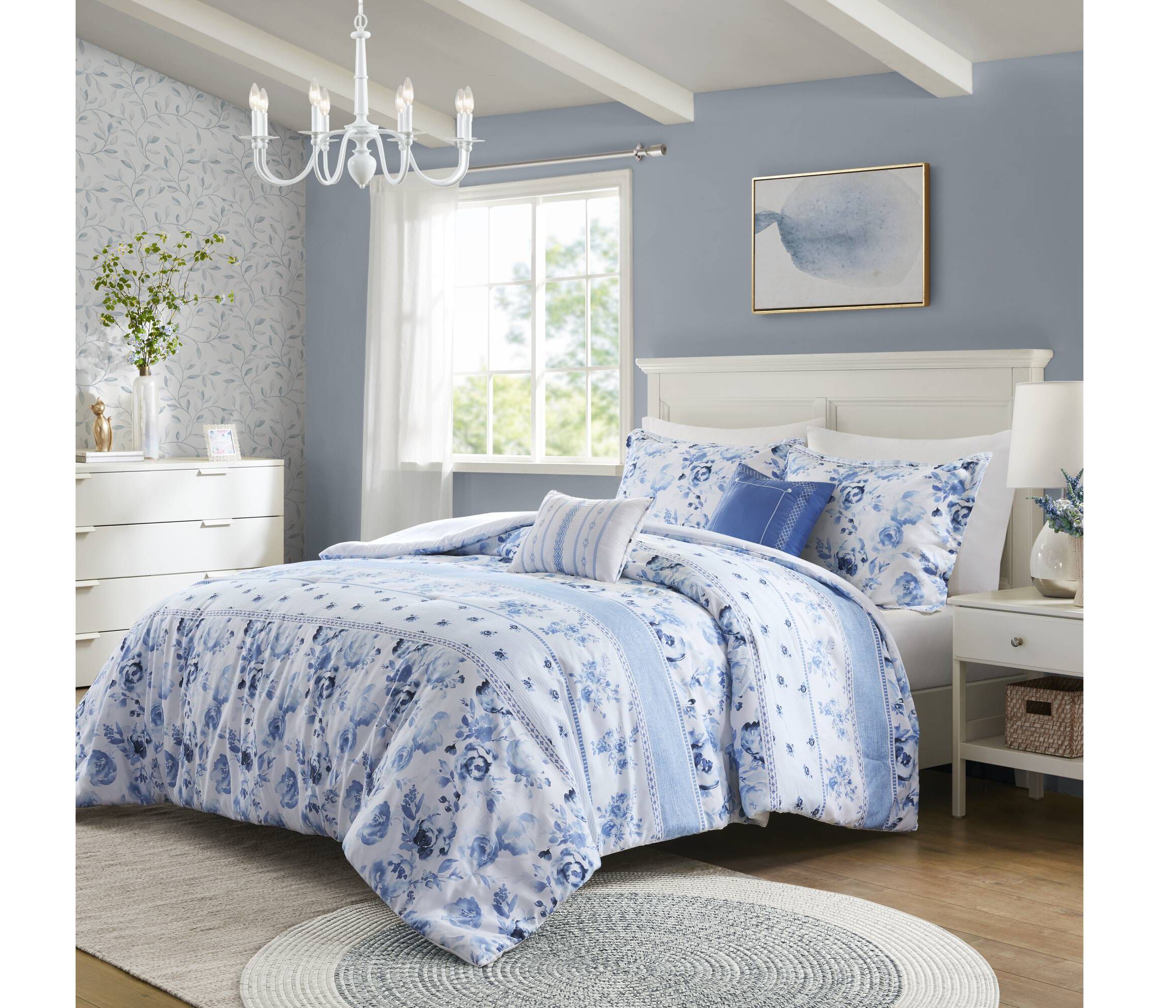 Christa Floral Striped Comforter Set