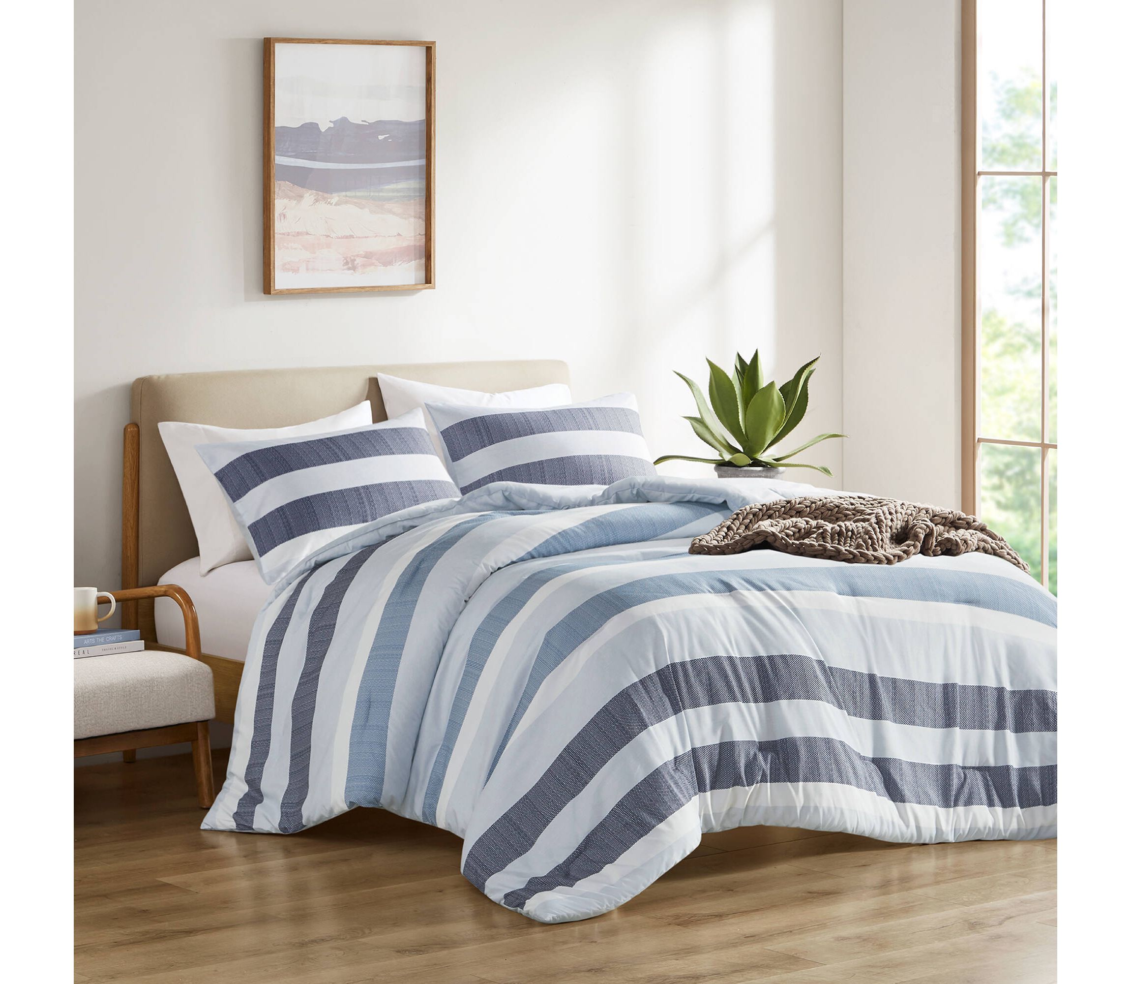Blake Stripe Textured Print Comforter Set