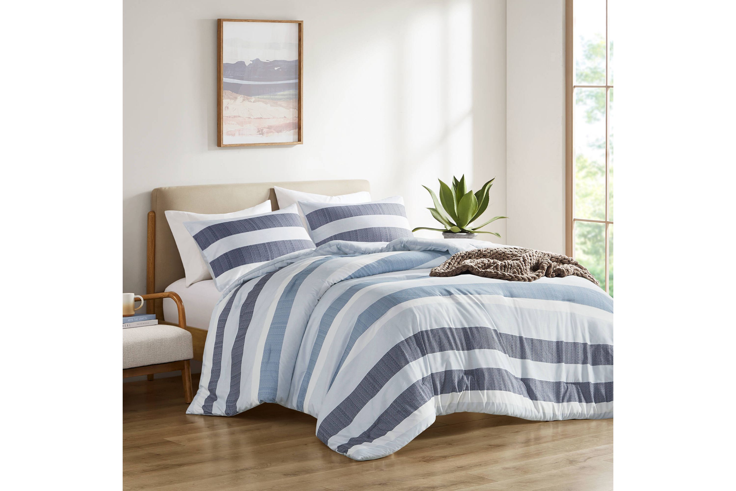 Blake Stripe Textured Print Comforter Set