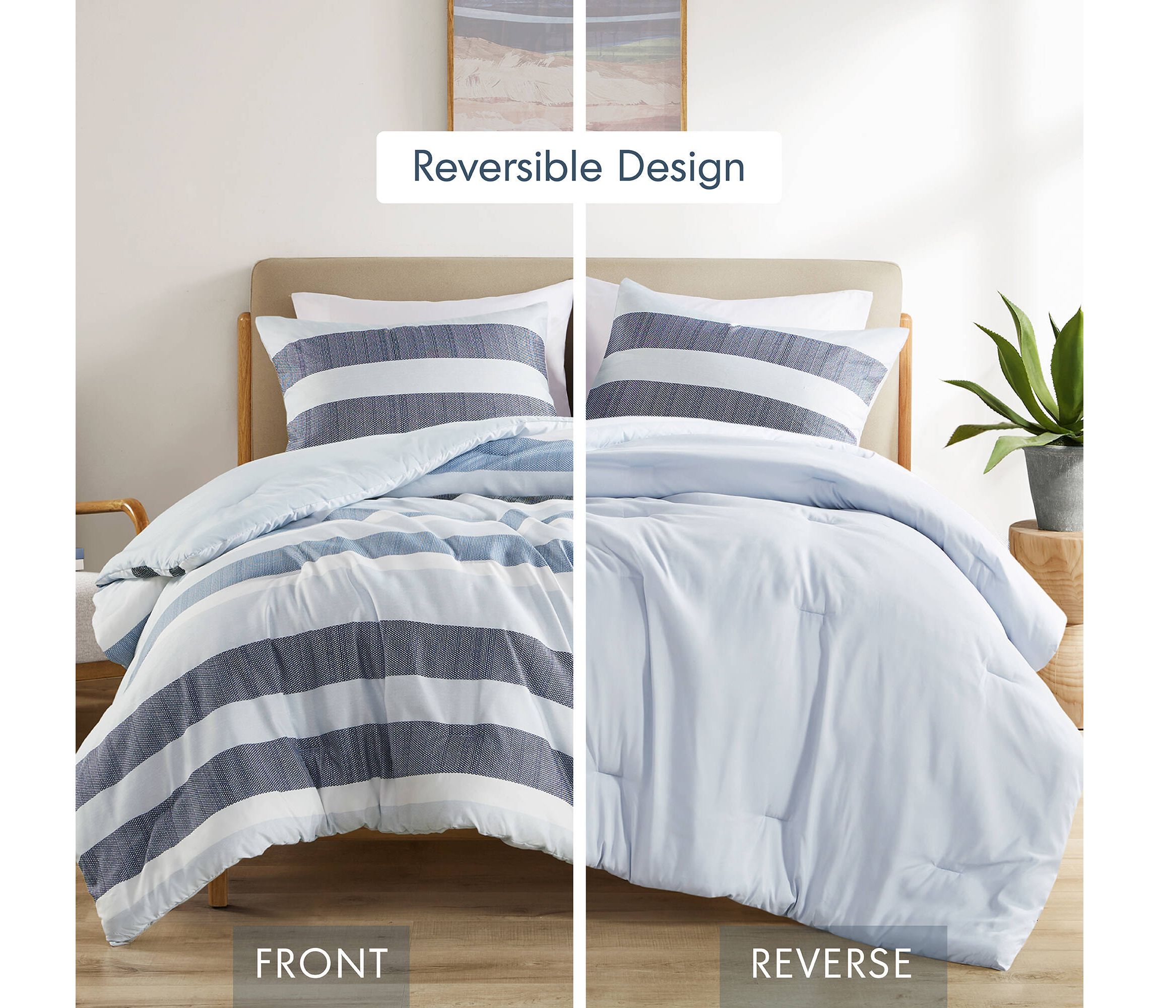Blake Stripe Textured Print Comforter Set