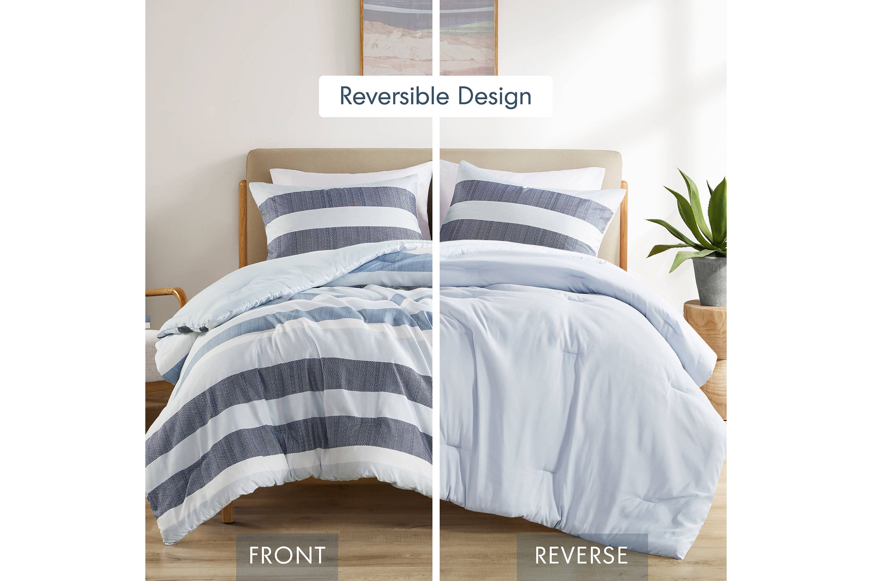 Blake Stripe Textured Print Comforter Set