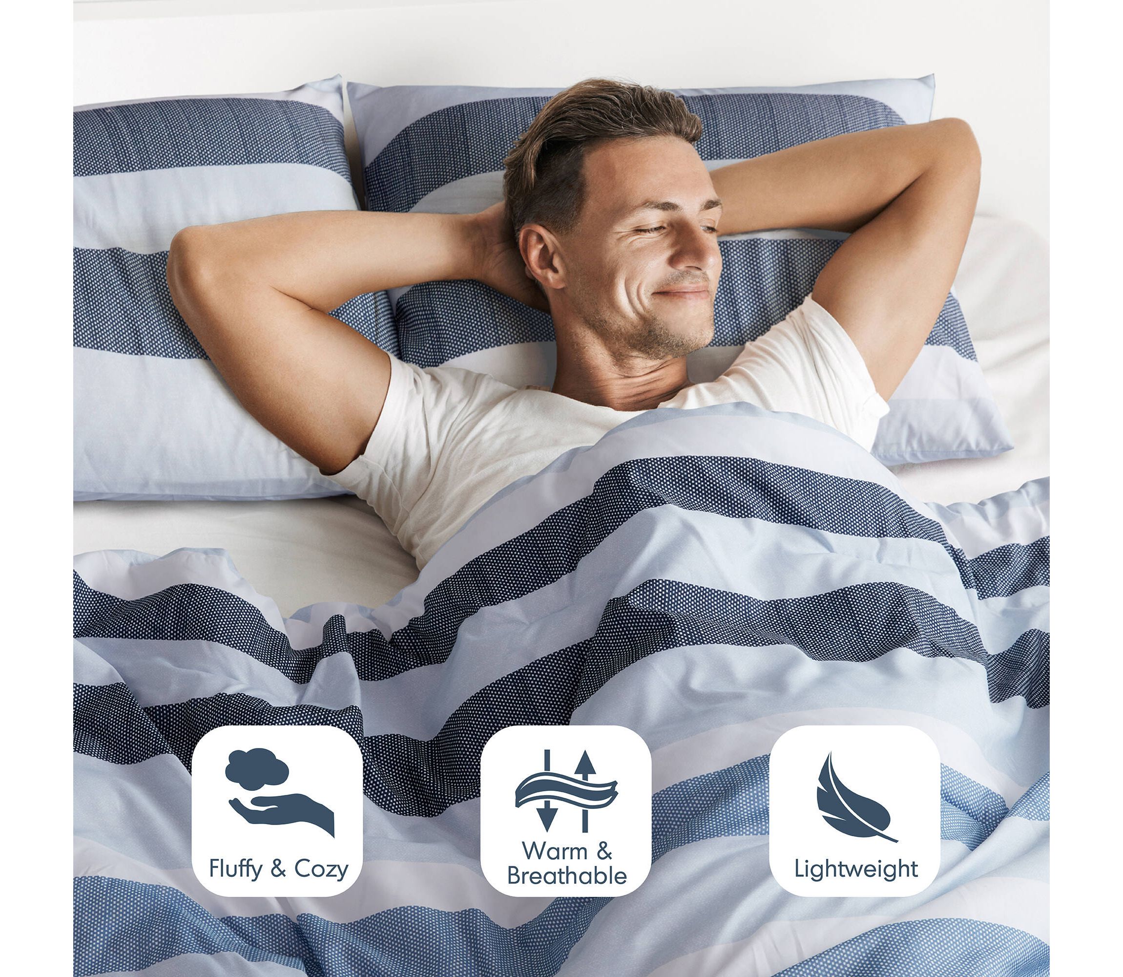 Blake Stripe Textured Print Comforter Set