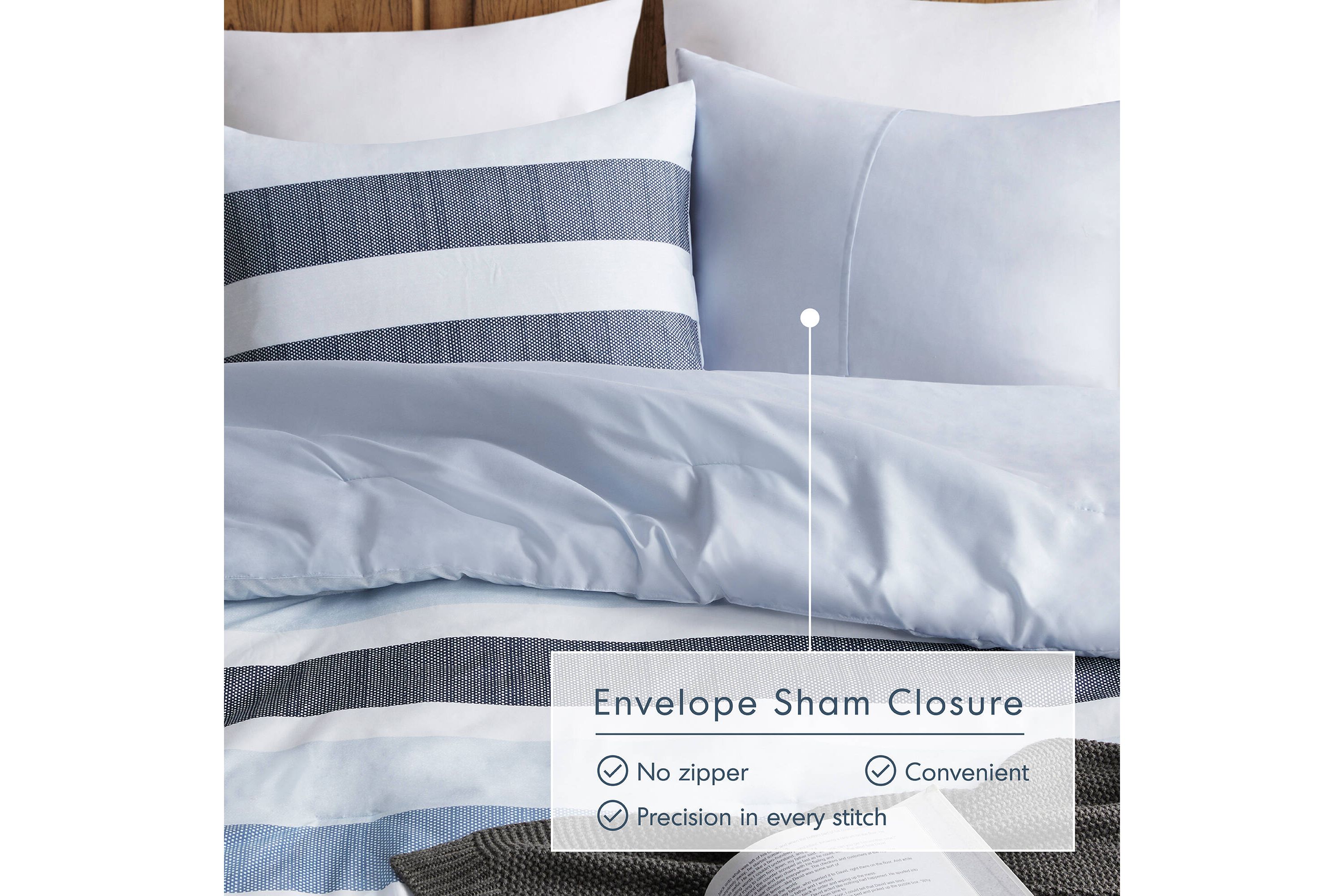 Blake Stripe Textured Print Comforter Set