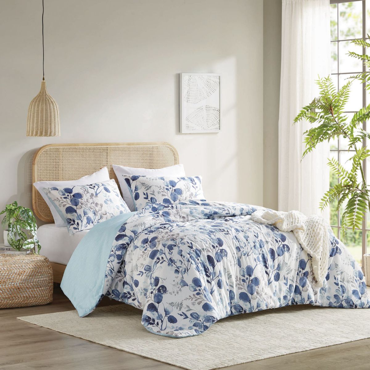 Gabby Reversible Floral Botanical Seersucker Comforter Set