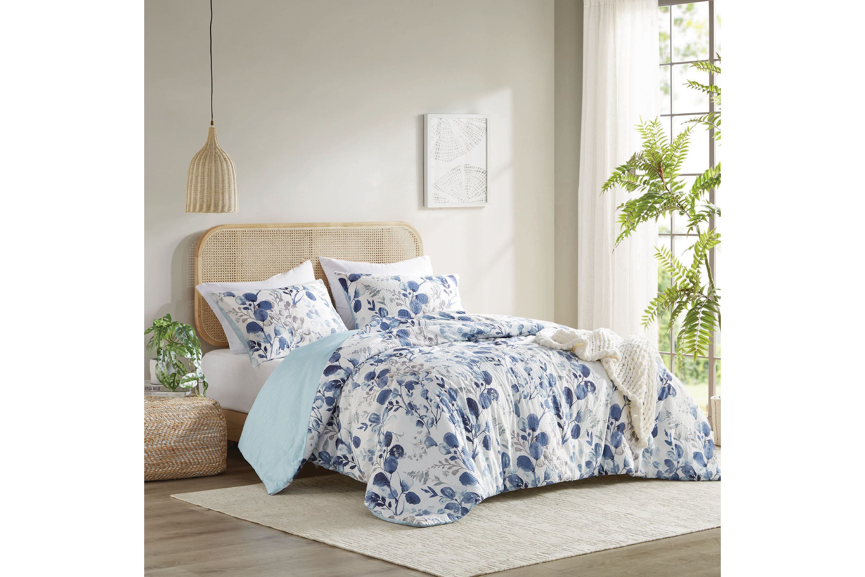 Gabby Reversible Floral Botanical Seersucker Comforter Set