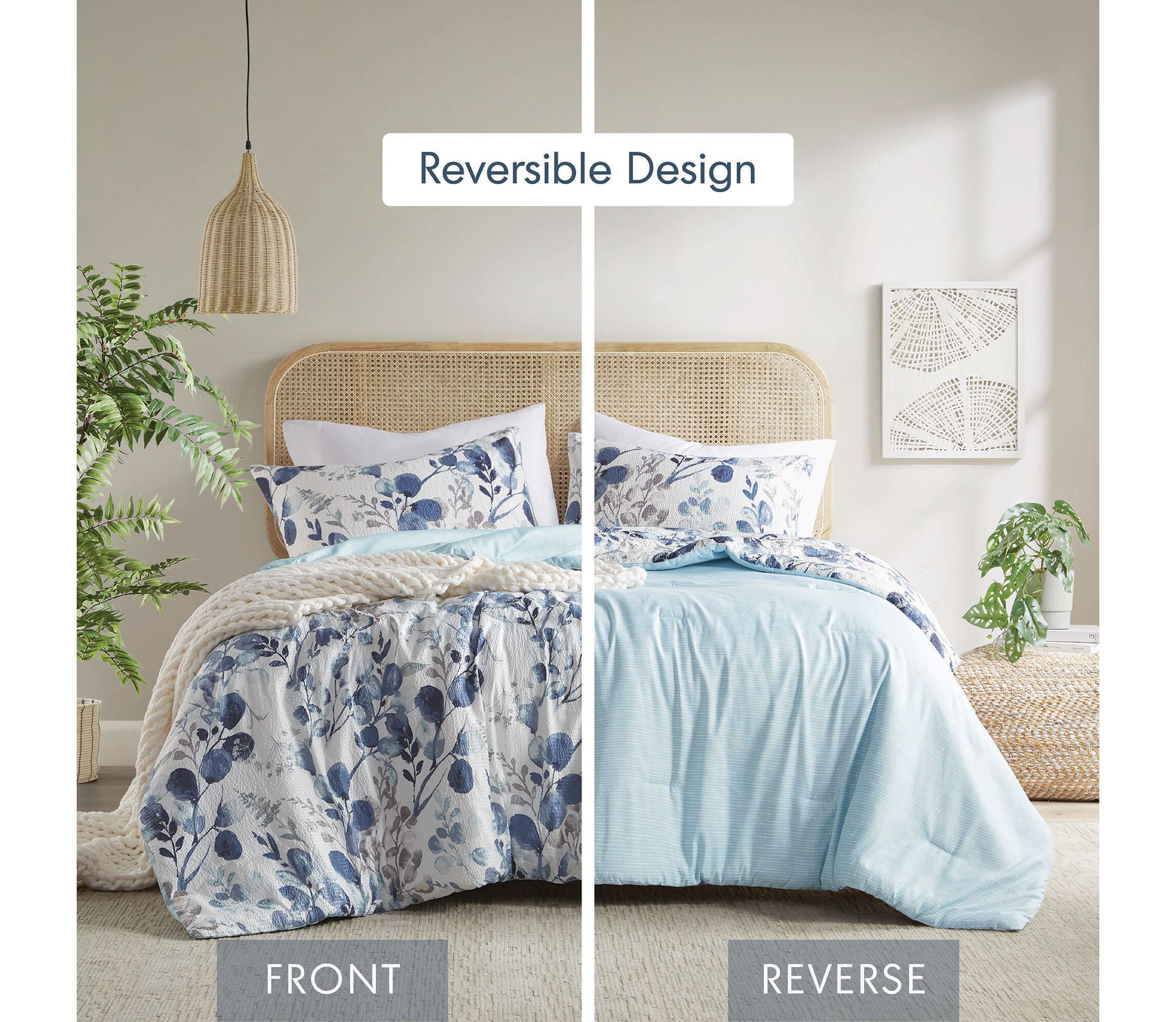 Gabby Reversible Floral Botanical Seersucker Comforter Set