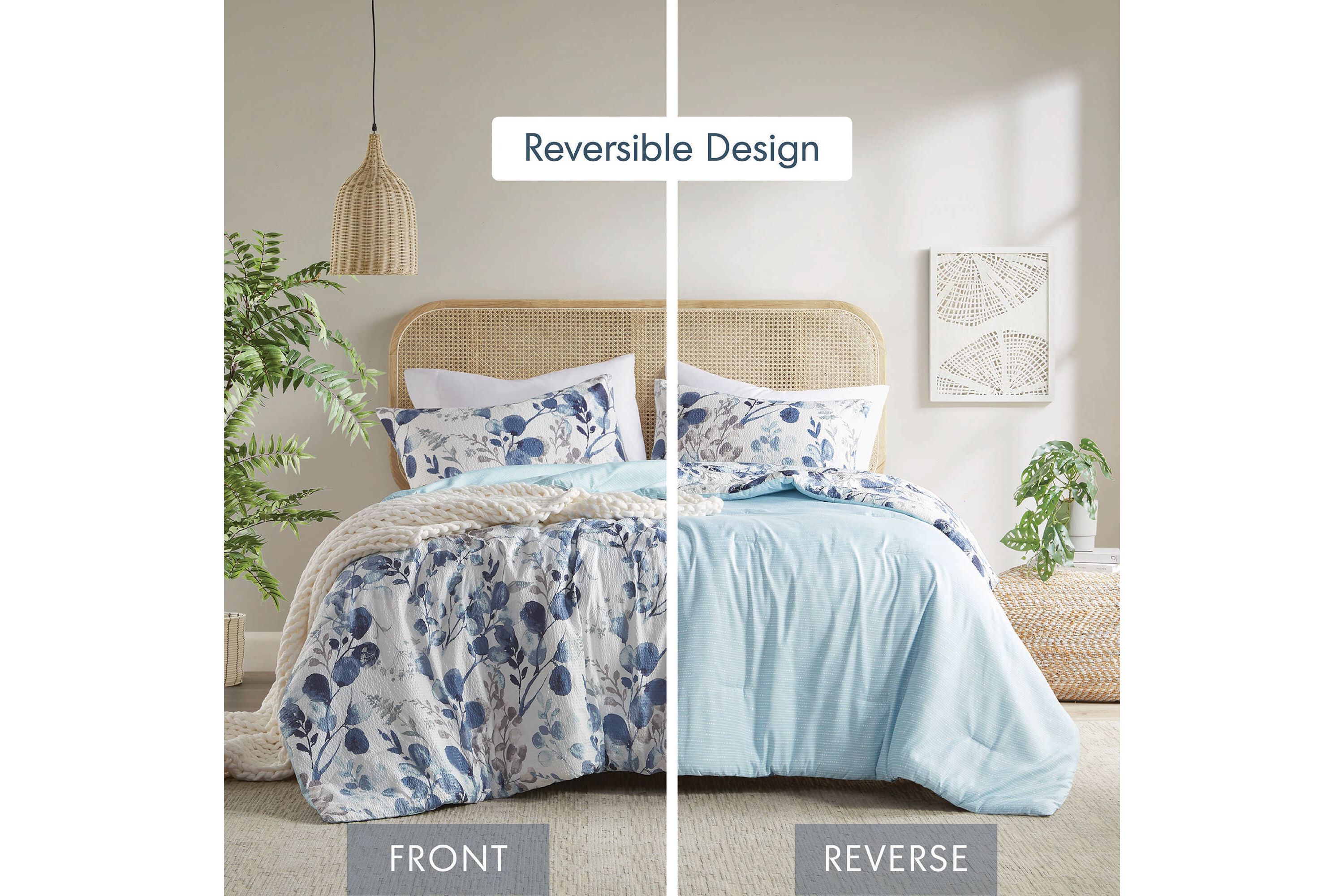 Gabby Reversible Floral Botanical Seersucker Comforter Set