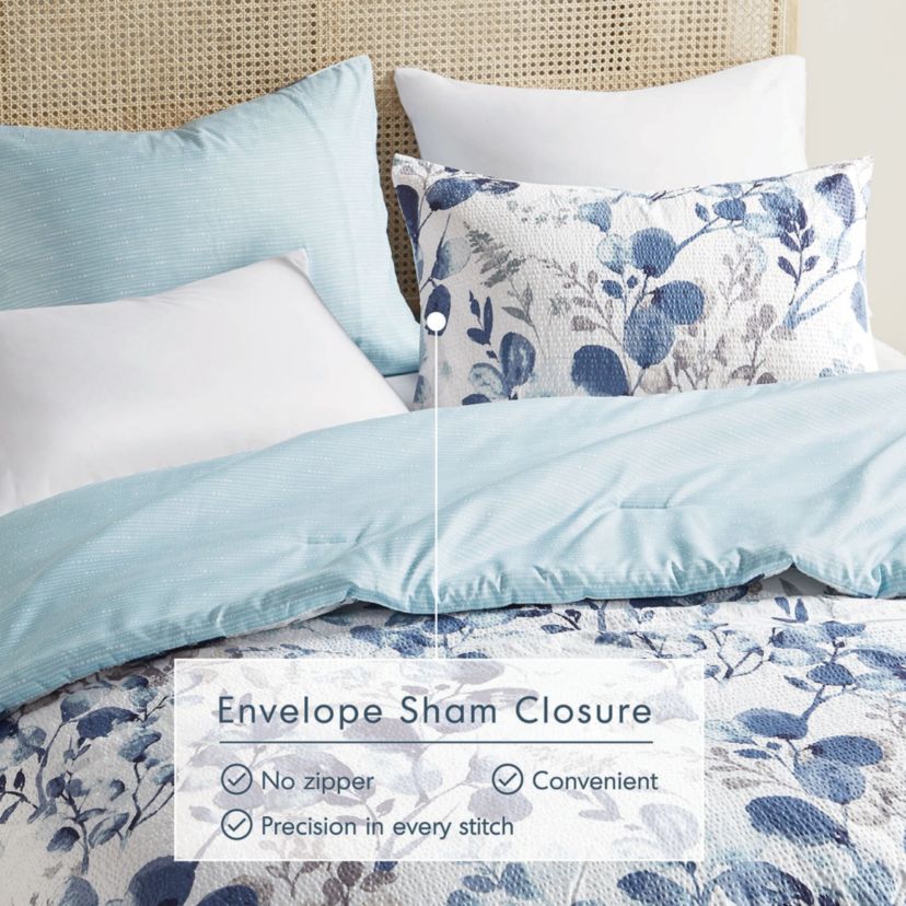 Gabby Reversible Floral Botanical Seersucker Comforter Set