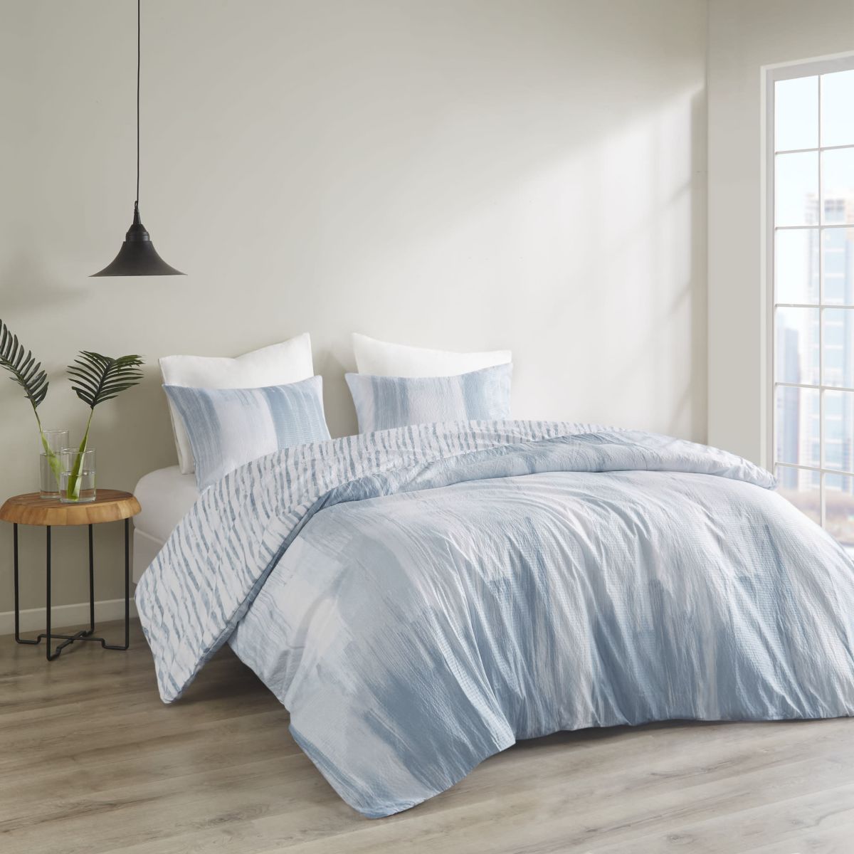 Brush Stroke 3 Piece Oversized Reversible Seersucker Duvet Cover Mini Set