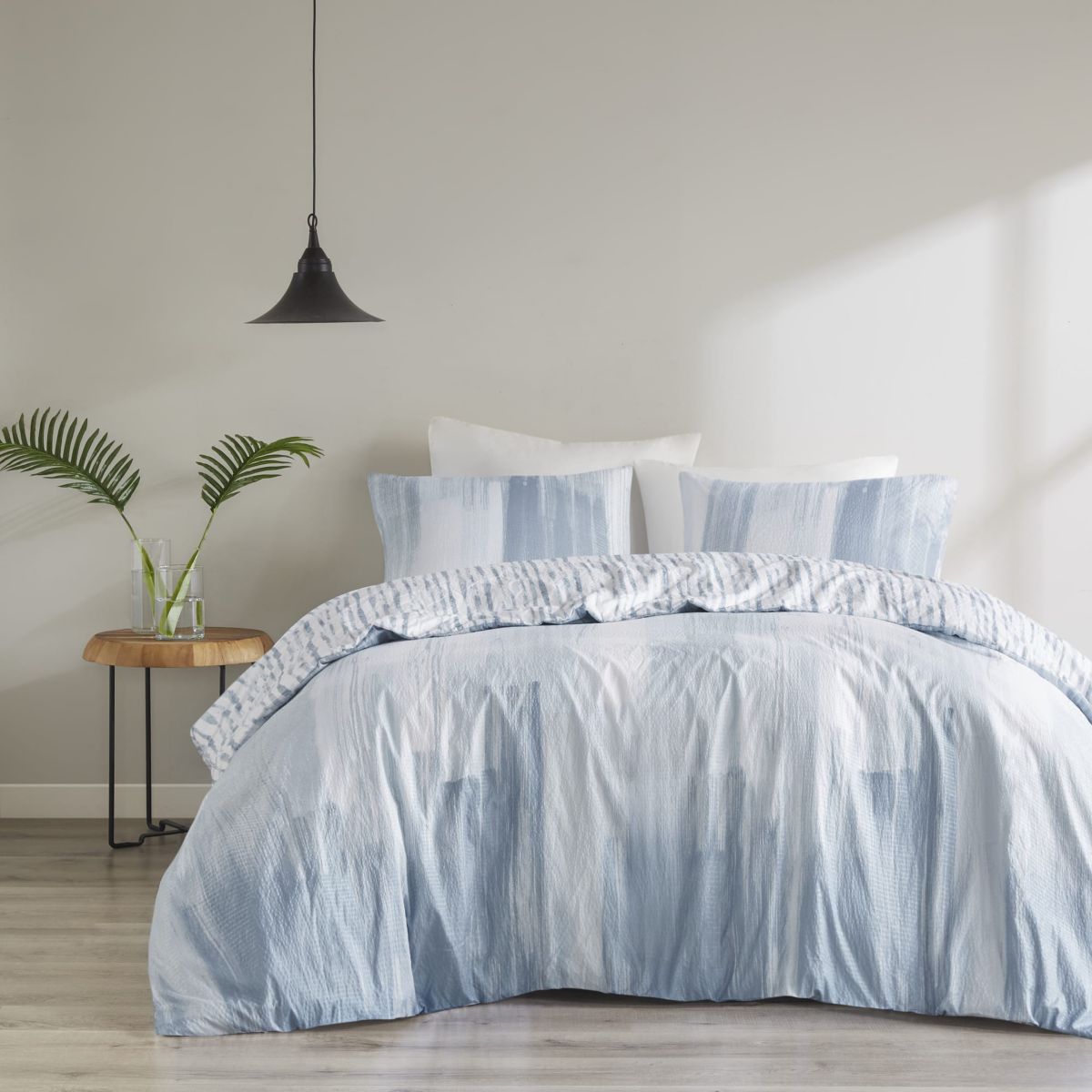 Brush Stroke 3 Piece Oversized Reversible Seersucker Duvet Cover Mini Set