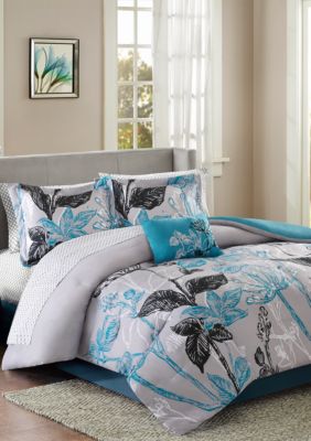 madison park essentials claremont reversible bed in a bag set aqua