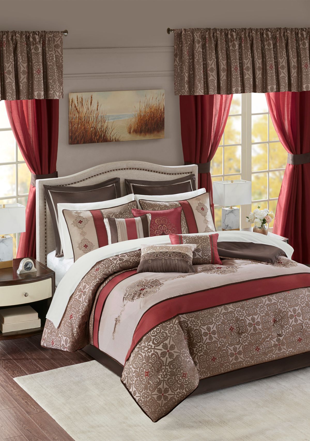 Madison Park Essentials Delaney 24-Piece Complete Comforter Set - Red