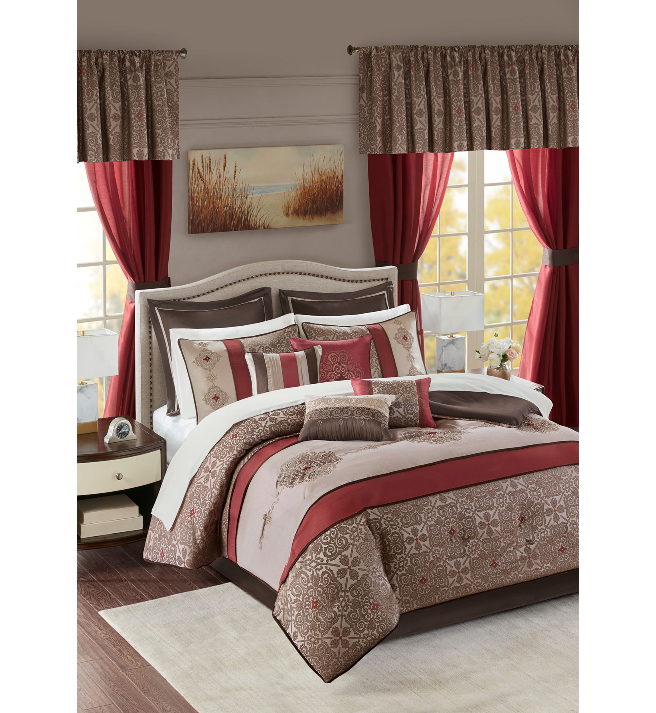 Madison Park Essentials Delaney 24-Piece Complete Comforter Set - Red