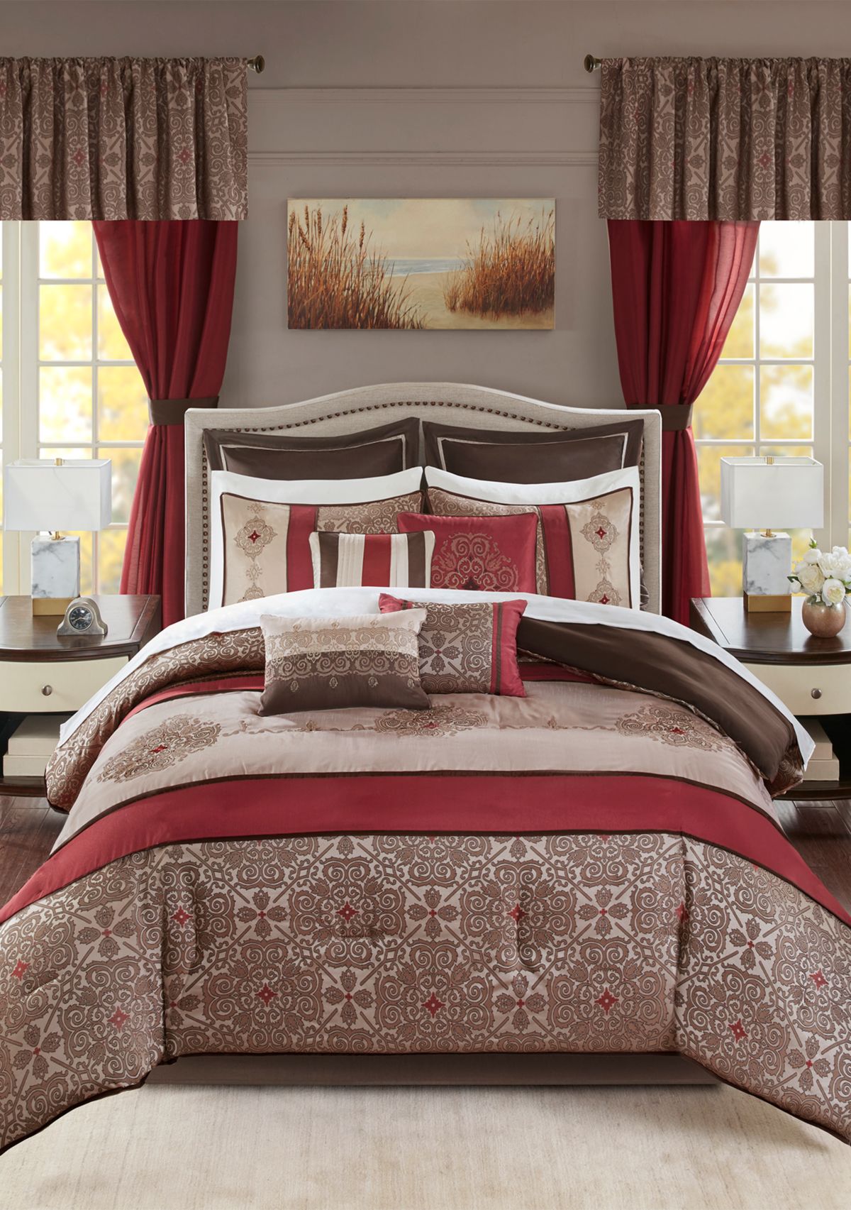 Madison Park Essentials Delaney 24-Piece Complete Comforter Set - Red