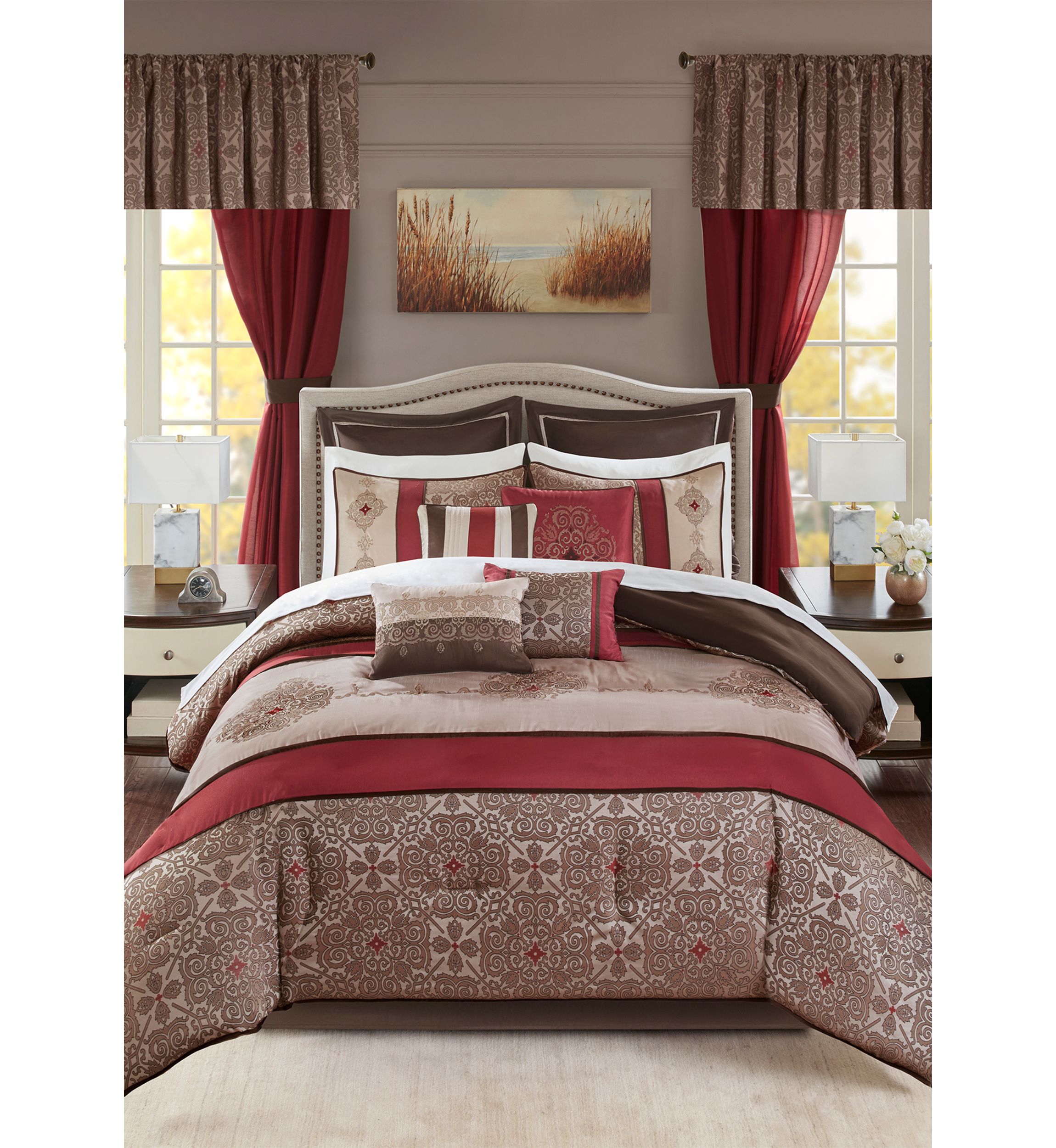 Madison Park Essentials Delaney 24-Piece Complete Comforter Set - Red