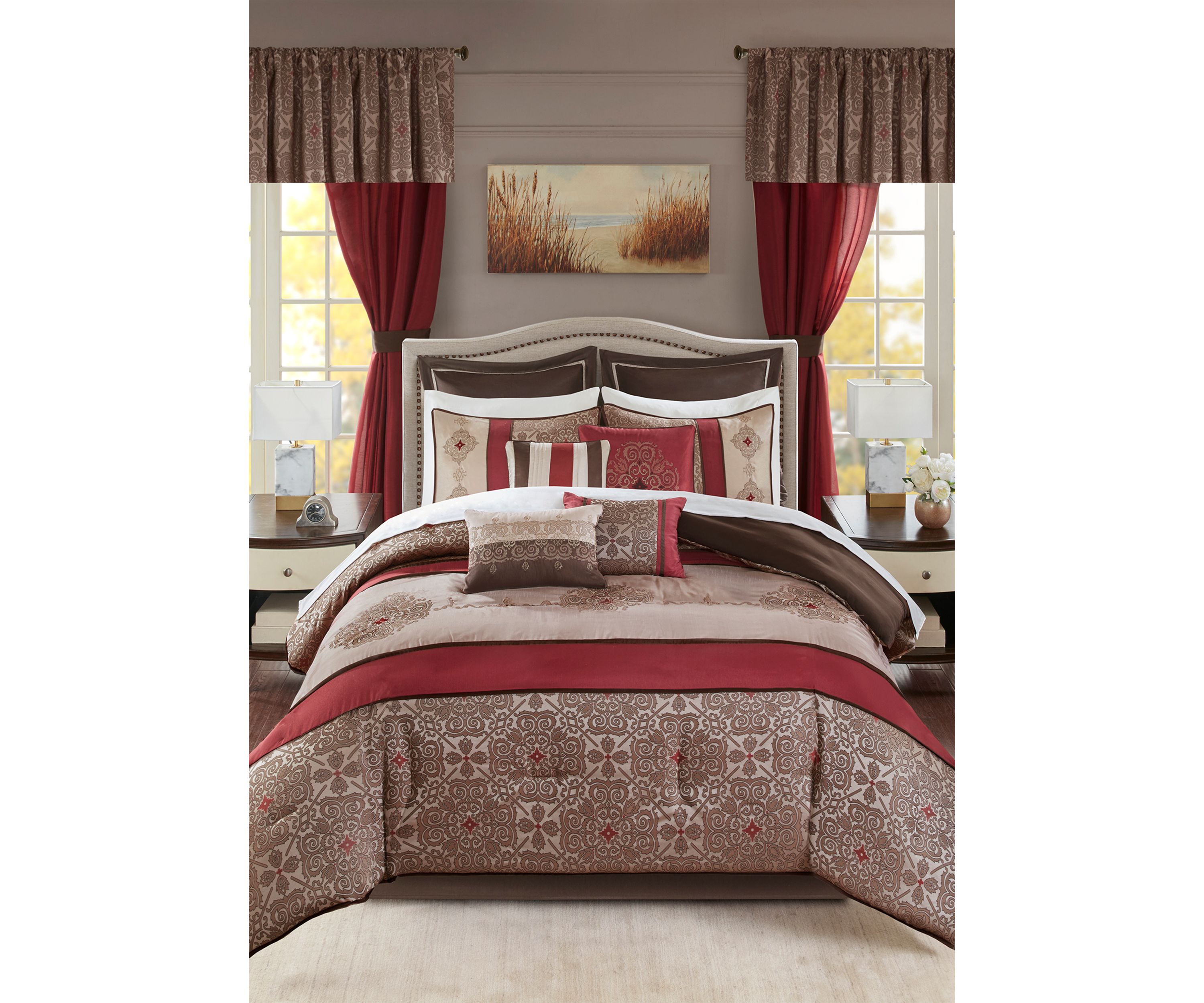 Madison Park Essentials Delaney 24-Piece Complete Comforter Set - Red
