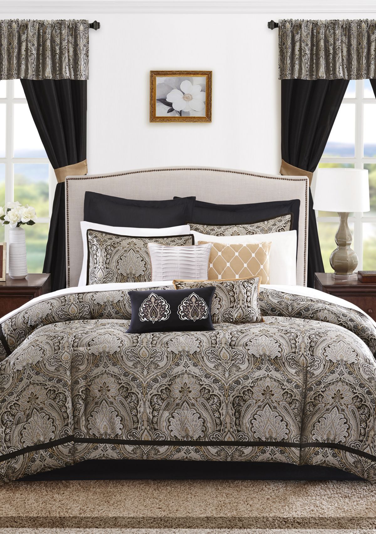 Madison Park Essentials Michelle 24-Piece Complete Comforter Set - Black