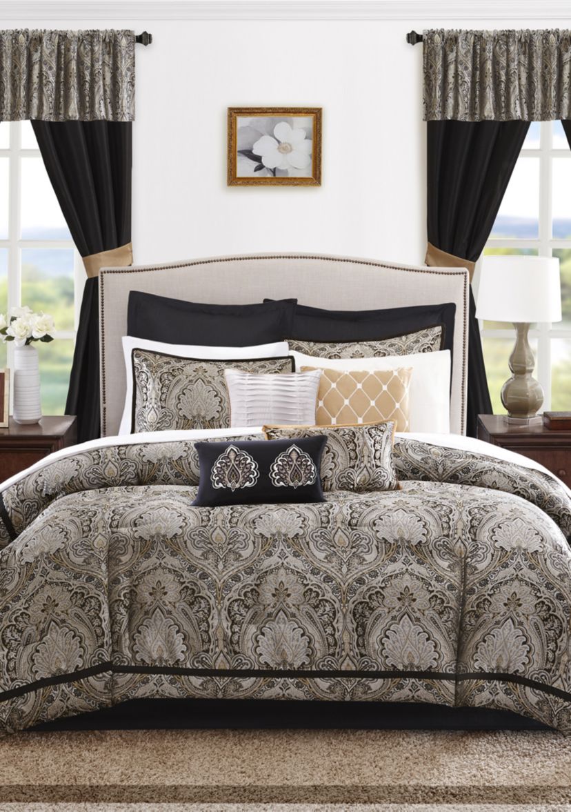 Madison Park Essentials Michelle 24-Piece Complete Comforter Set - Black