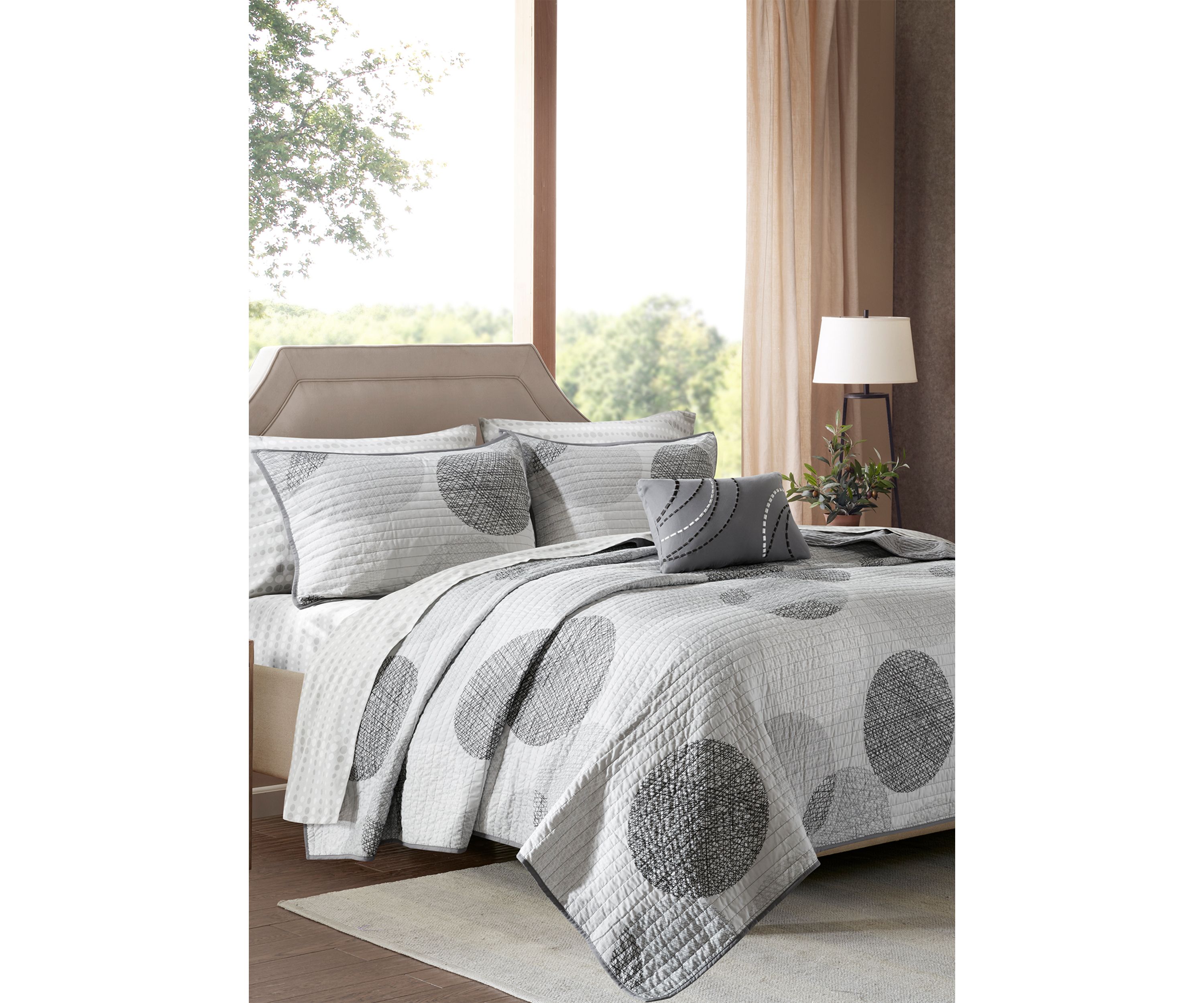 Madison Park Essentials Knowles Complete Coverlet Set - Grey