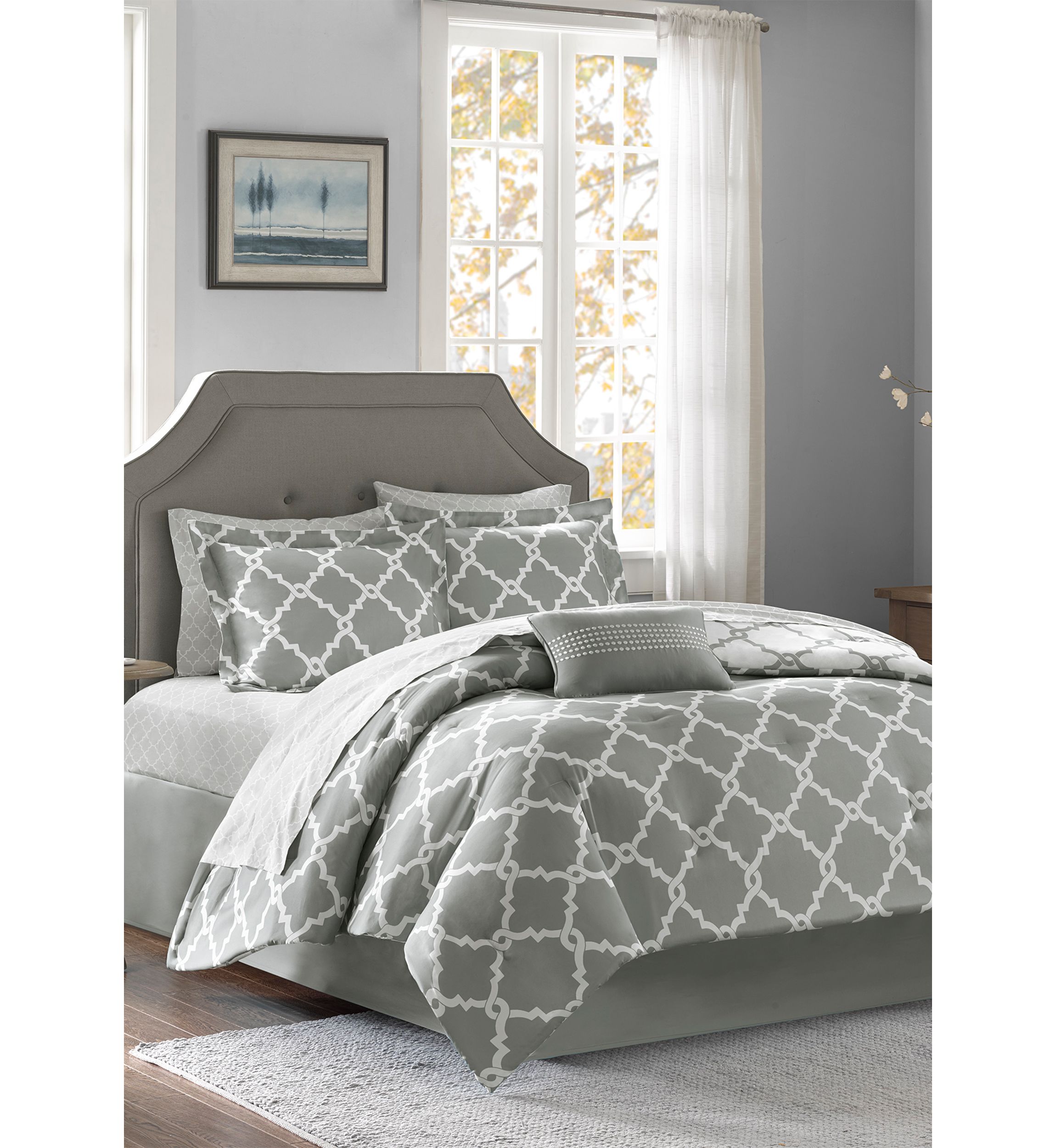 Madison Park Essentials Merritt Reversible Complete Comforter Set - Grey 