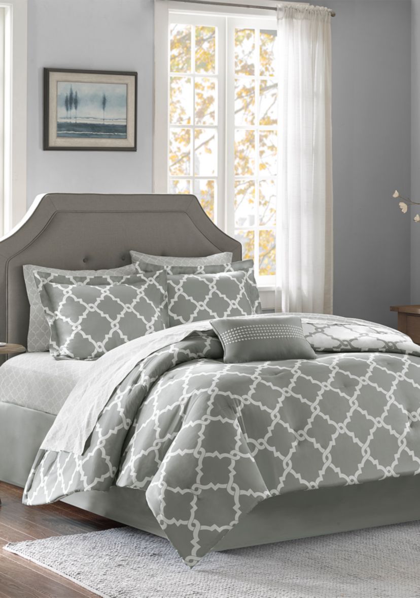 Madison Park Essentials Merritt Reversible Complete Comforter Set - Grey 