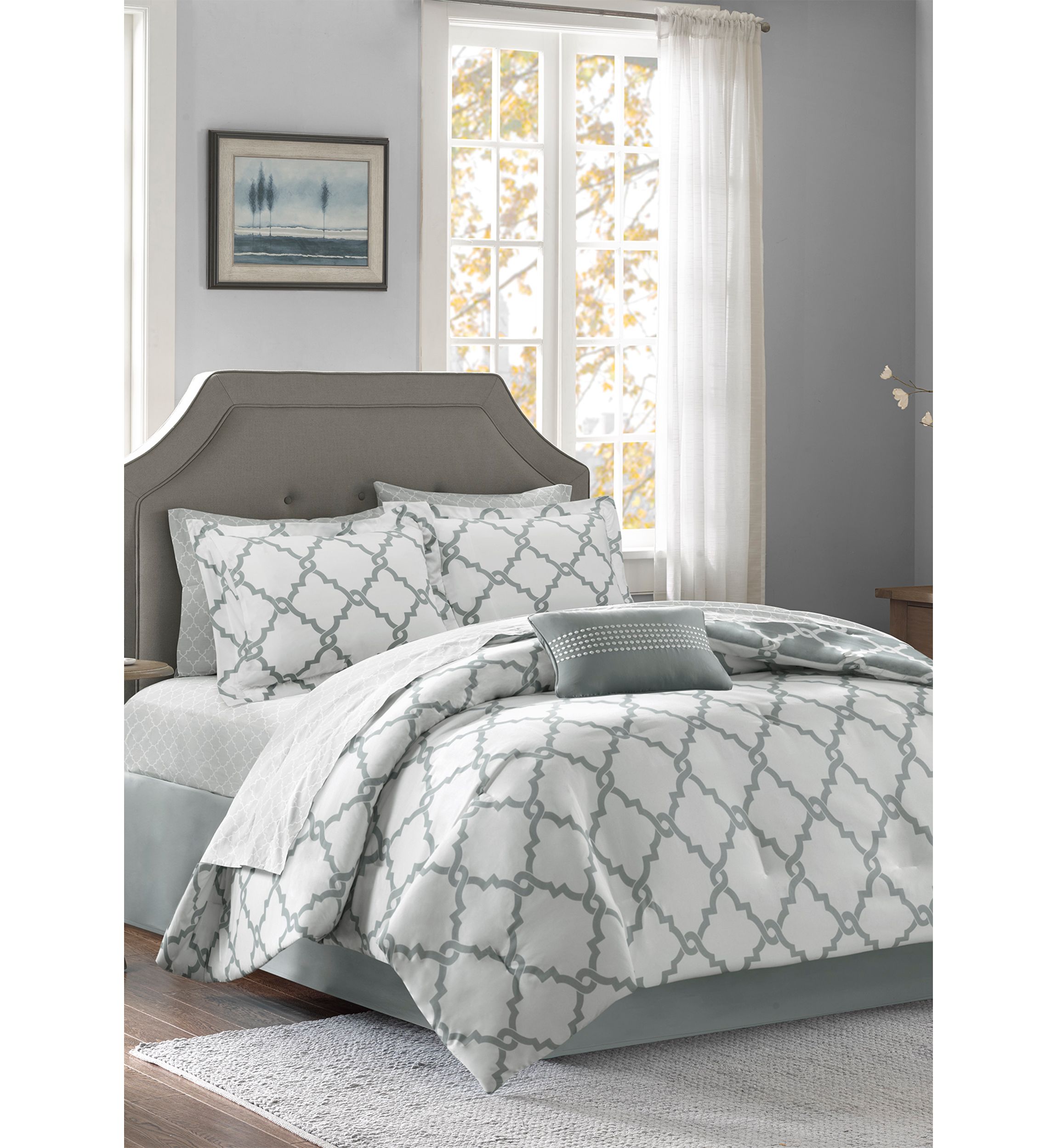 Madison Park Essentials Merritt Reversible Complete Comforter Set - Grey 