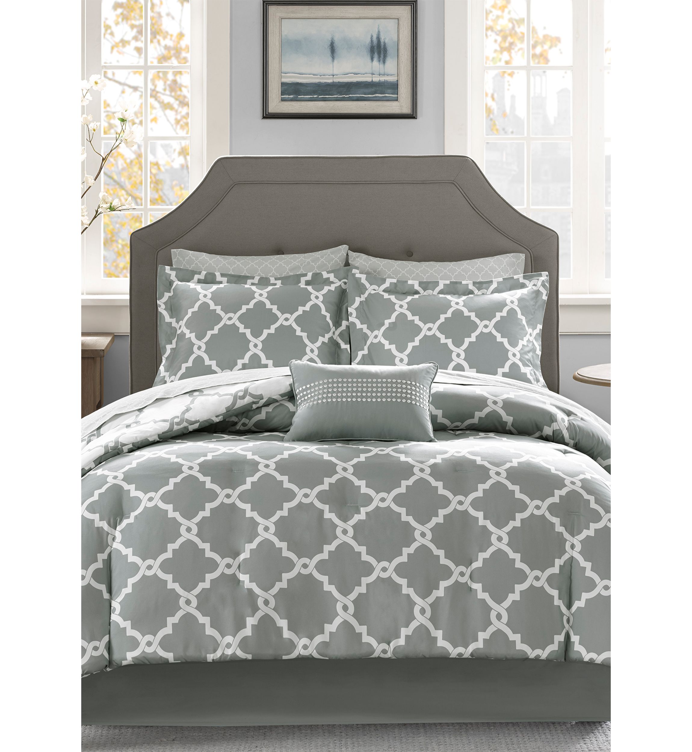 Madison Park Essentials Merritt Reversible Complete Comforter Set - Grey 