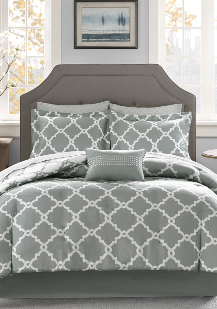 Madison Park Essentials Merritt Reversible Complete Comforter Set - Grey 