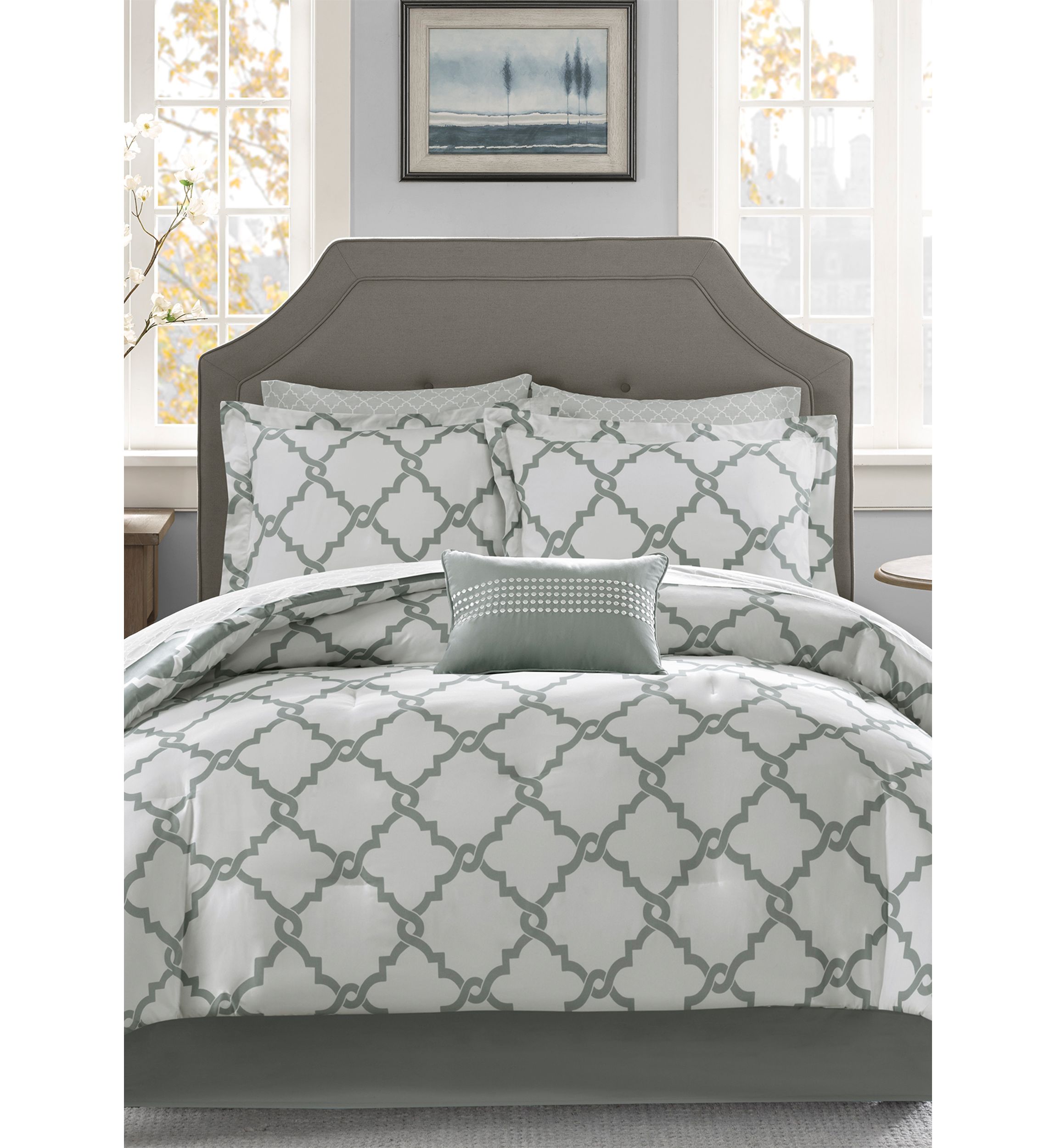 Madison Park Essentials Merritt Reversible Complete Comforter Set - Grey 