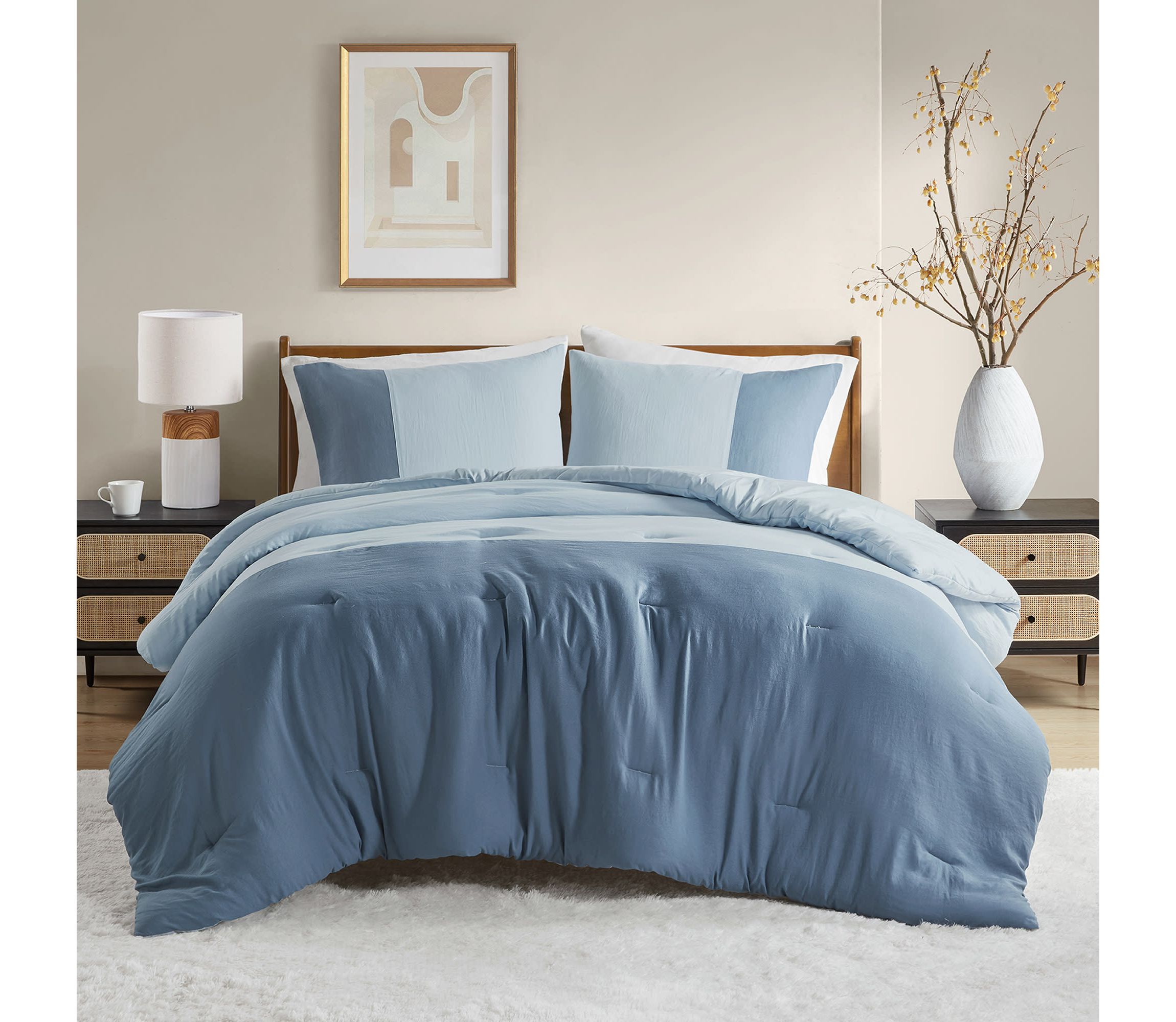 Miro Soft Washed Color Block Comforter Set