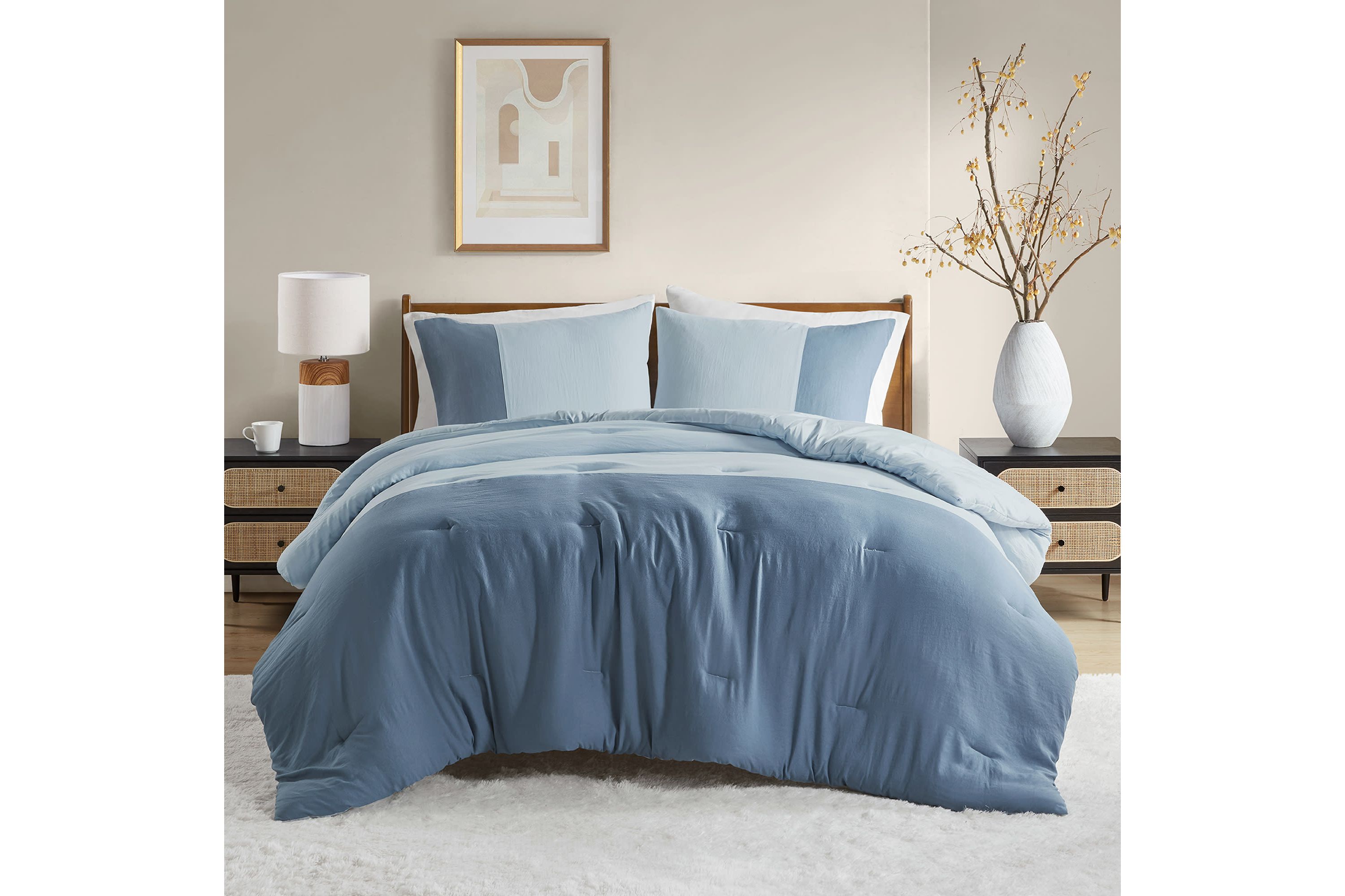 Miro Soft Washed Color Block Comforter Set