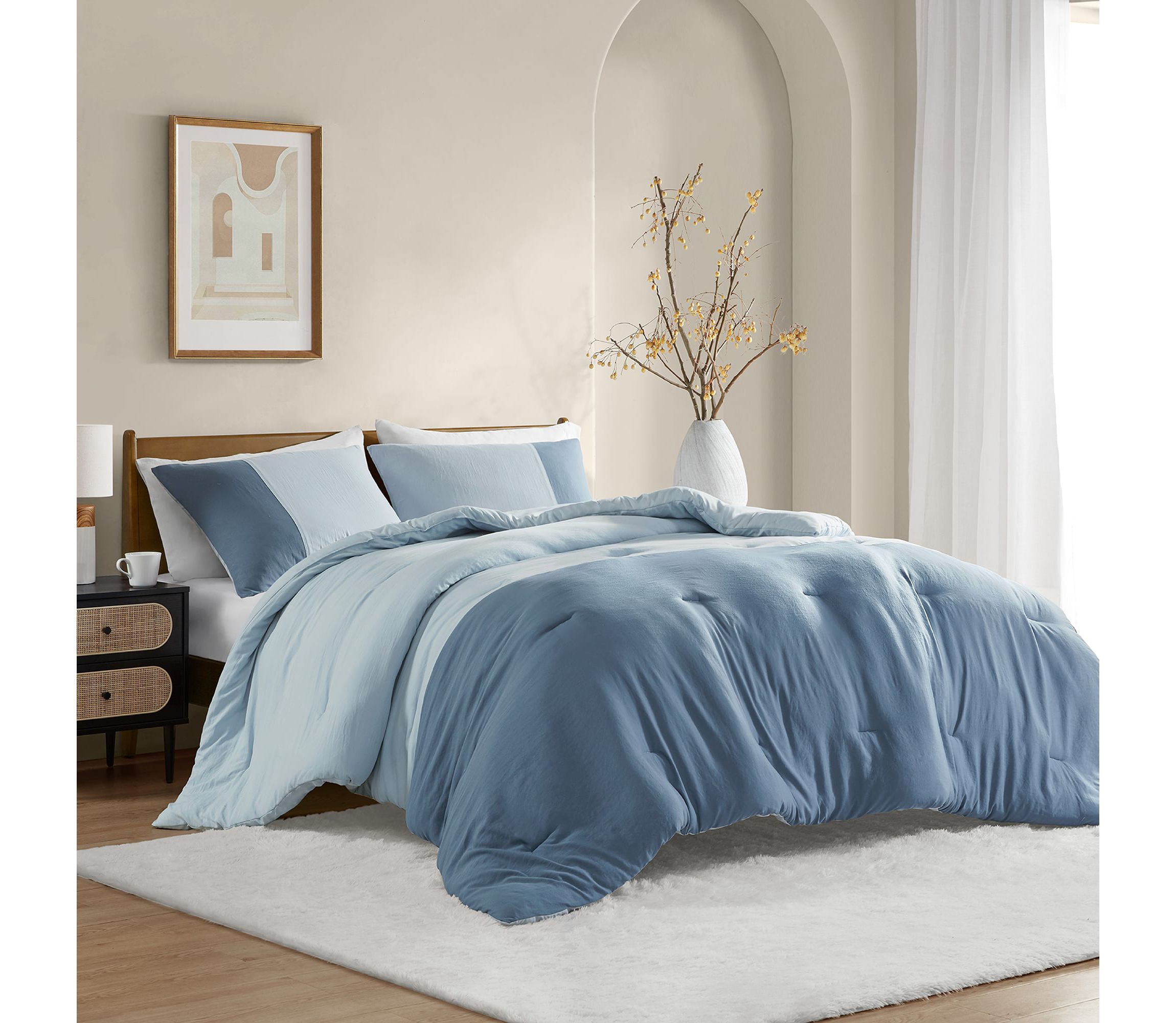 Miro Soft Washed Color Block Comforter Set