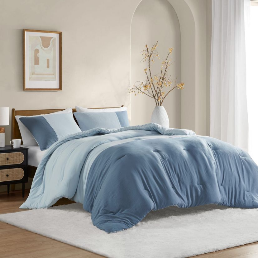 Miro Soft Washed Color Block Comforter Set